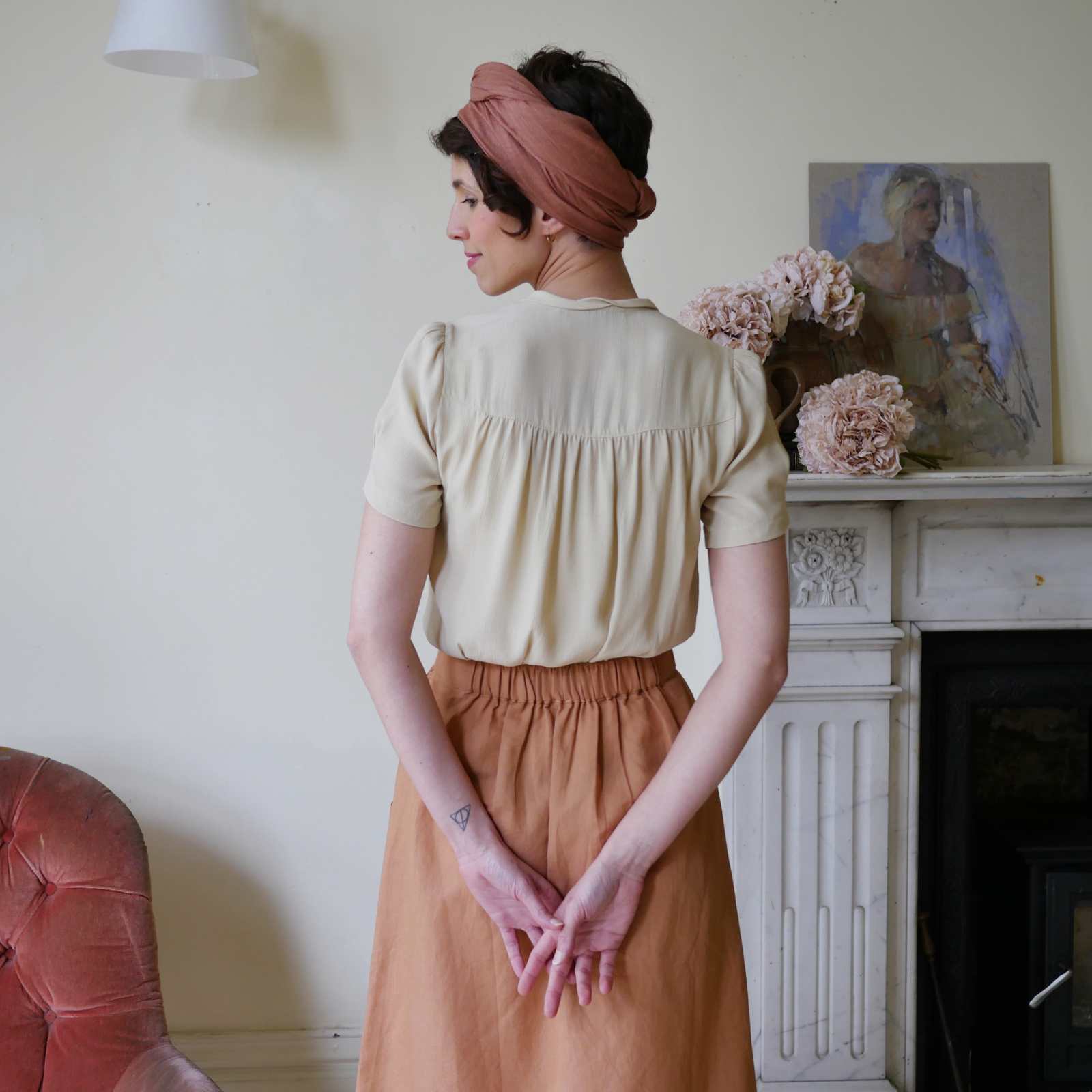 1930's Short Sleeve Blouse - Antique Cream