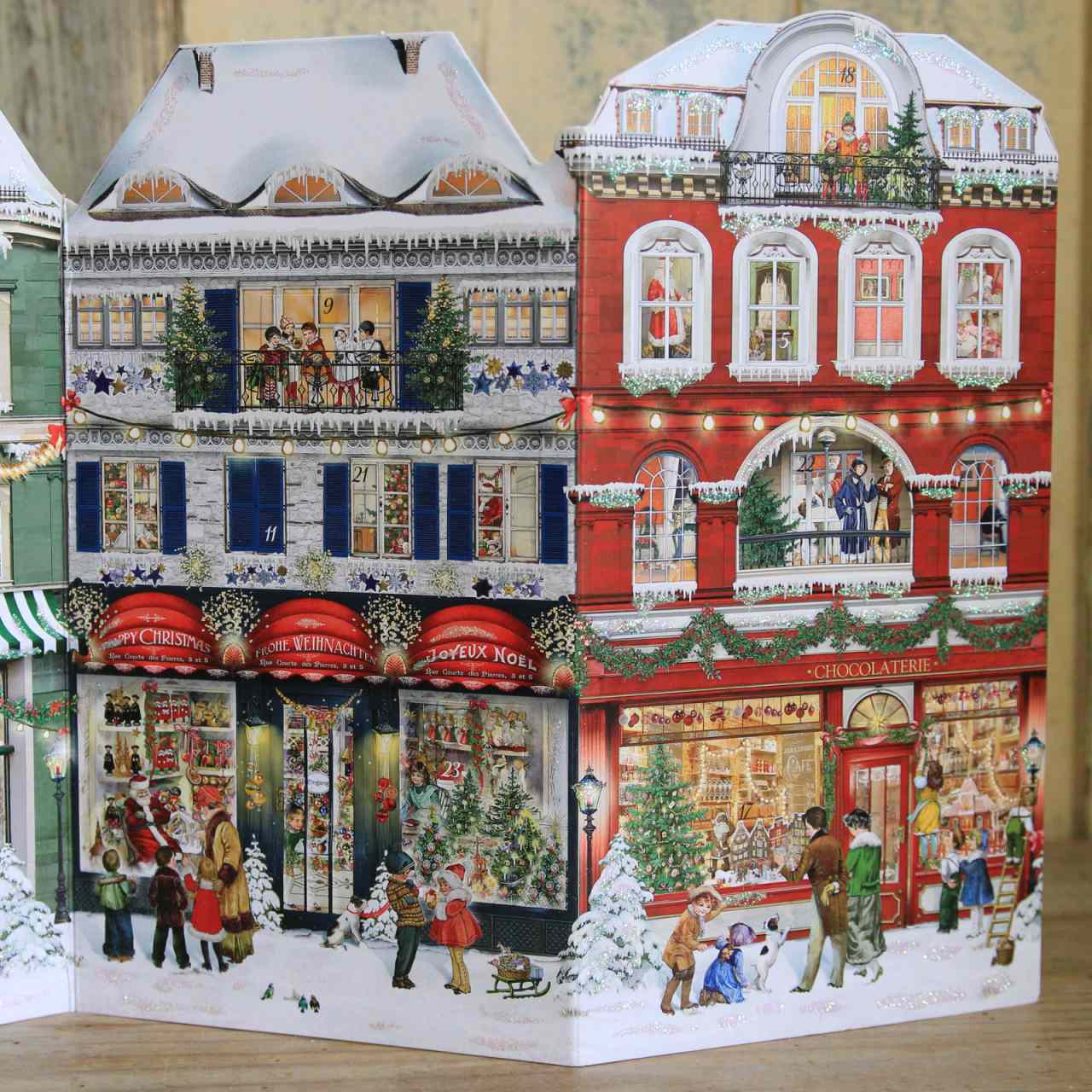 Traditional Advent Calendar - fold out Christmas shops