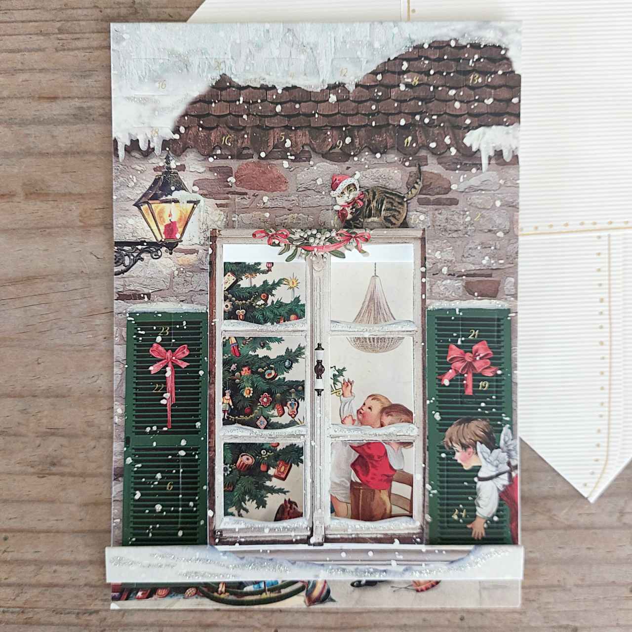 Pop-up Window Traditional Advent Calendar Card