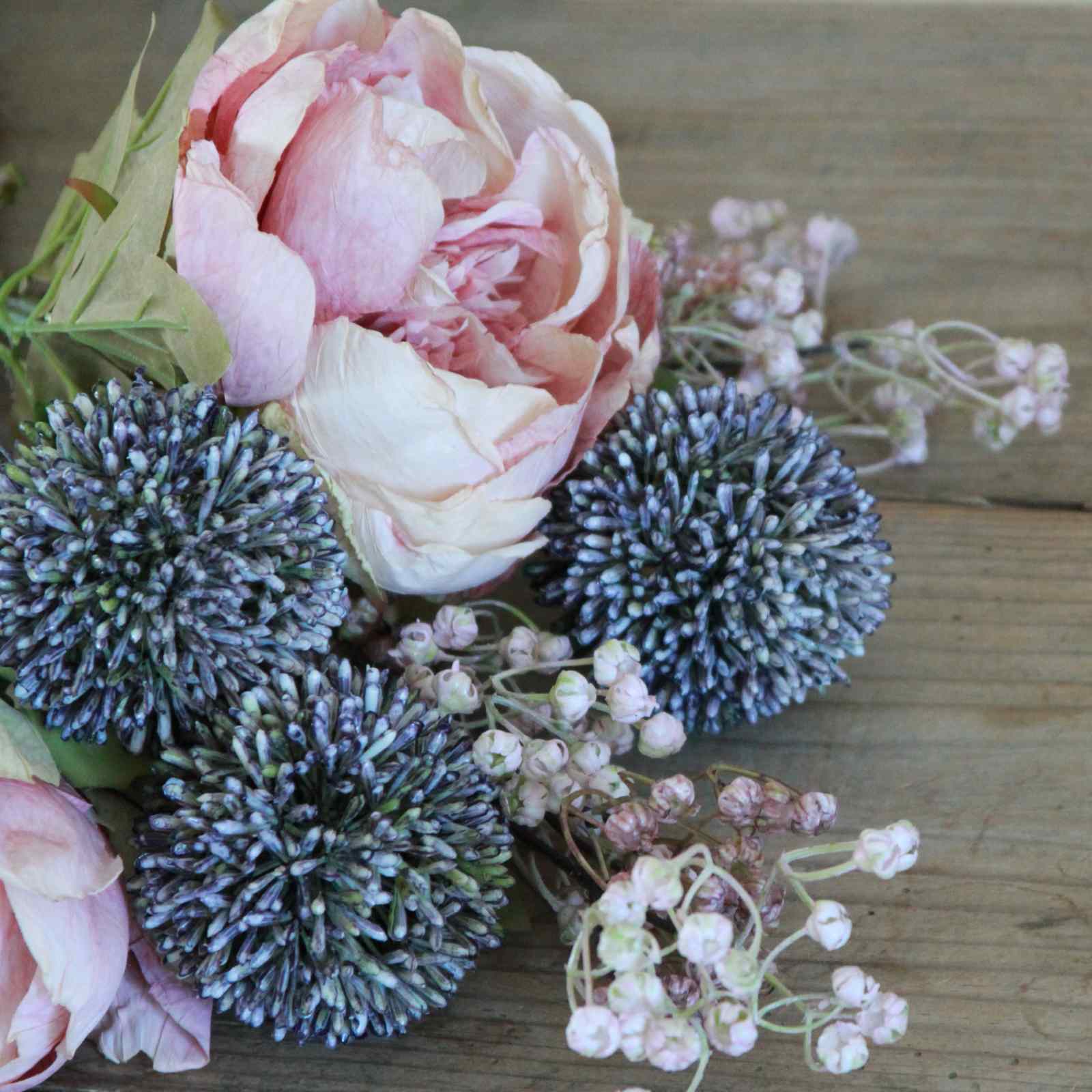 Hedgerow Alliums and peonies - Blue