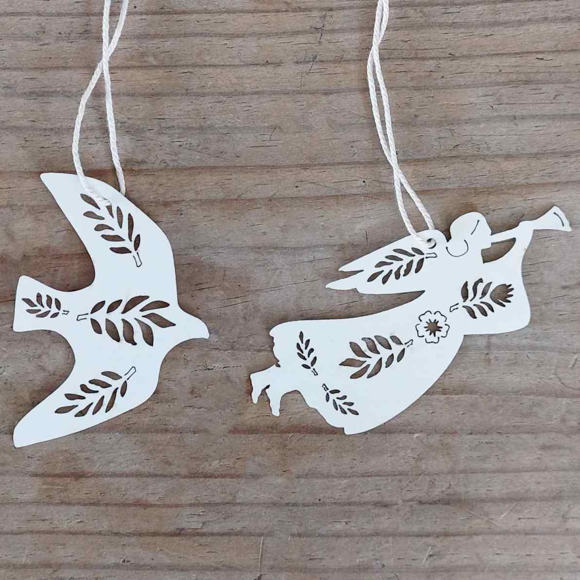 Angel & Bird Paper Decorations - Box of 12