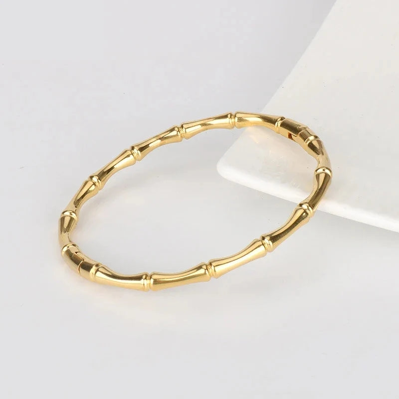 Gold Plated Bracelet - Bamboo Bangle