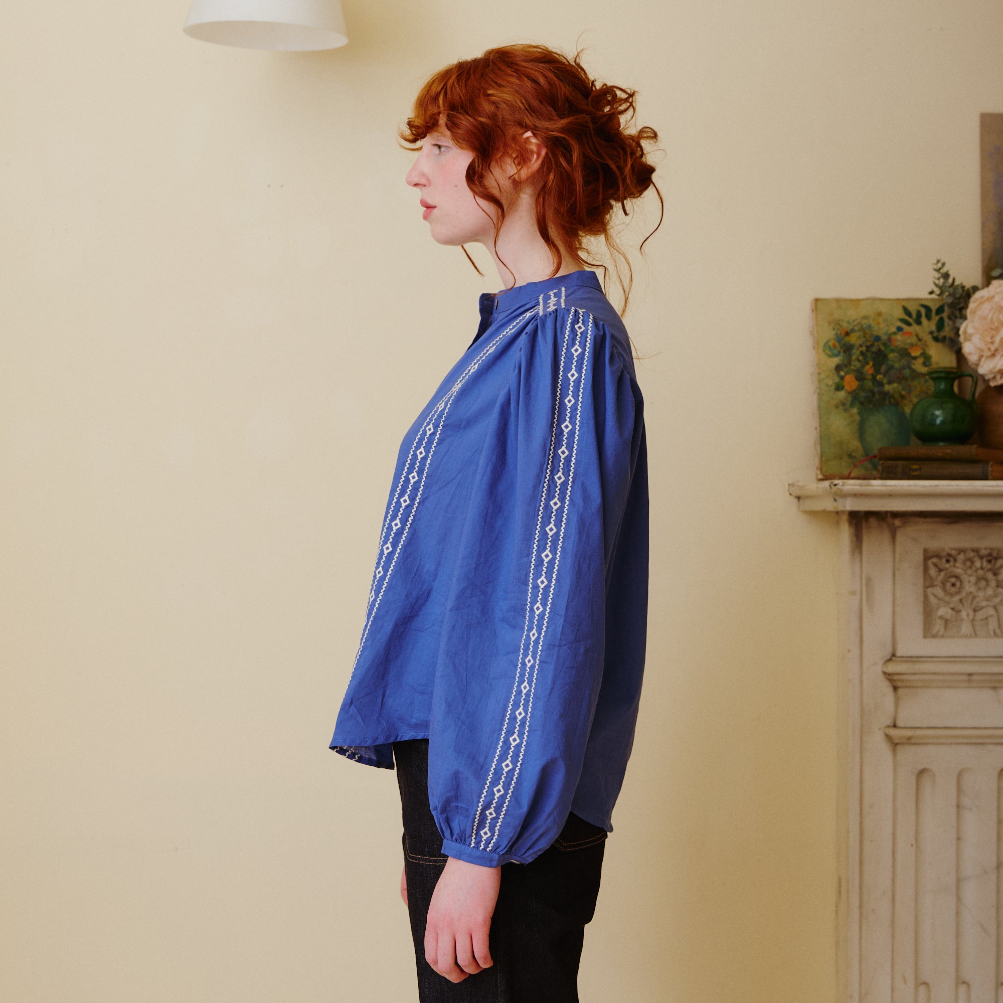 Cornflower Blue Embroidered Blouse