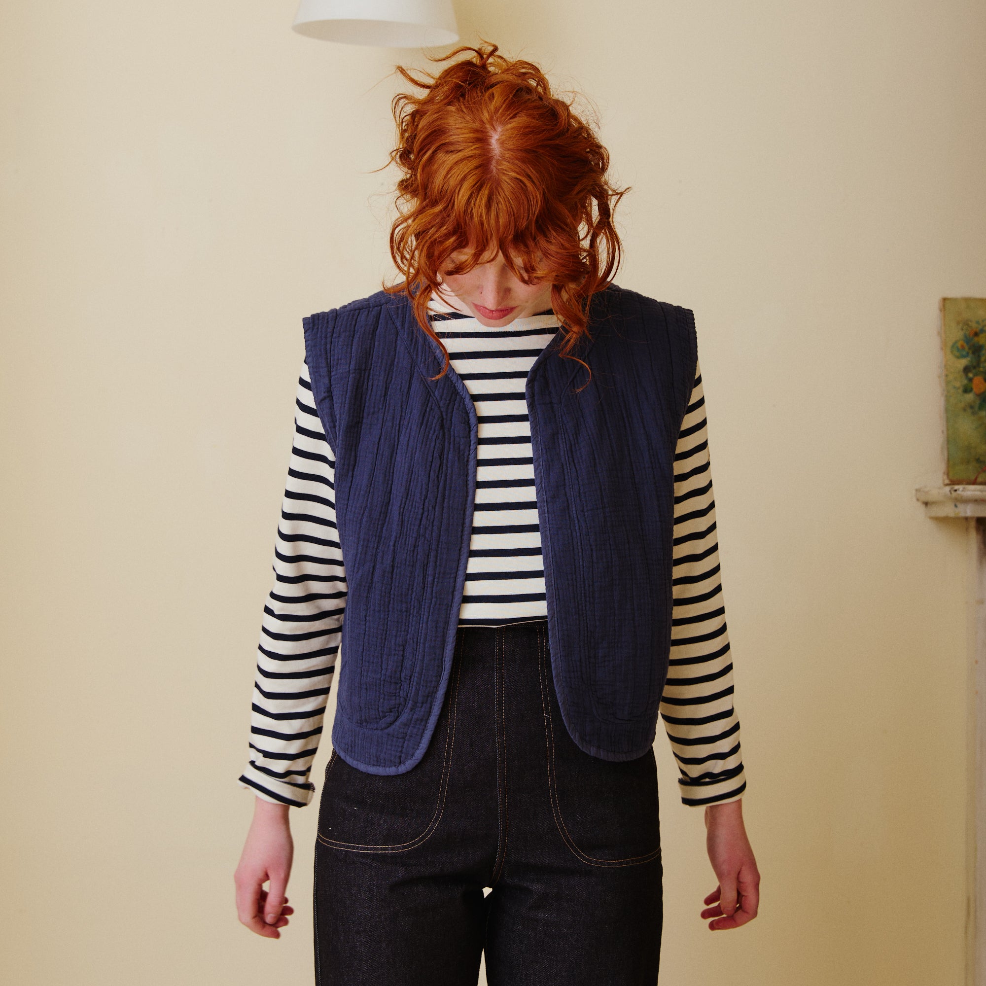 Navy quilted vest