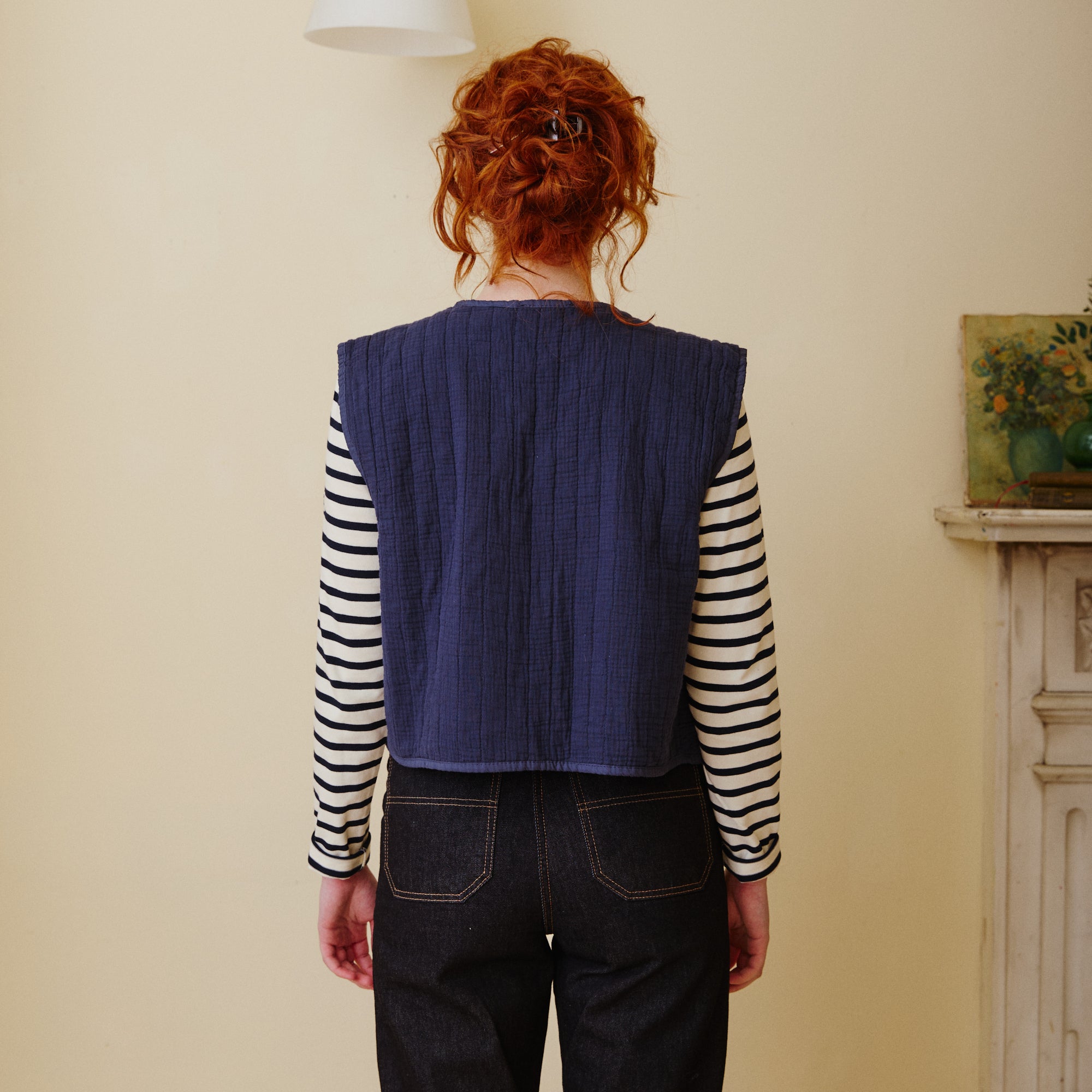 Quilted Cotton Waistcoat - Navy