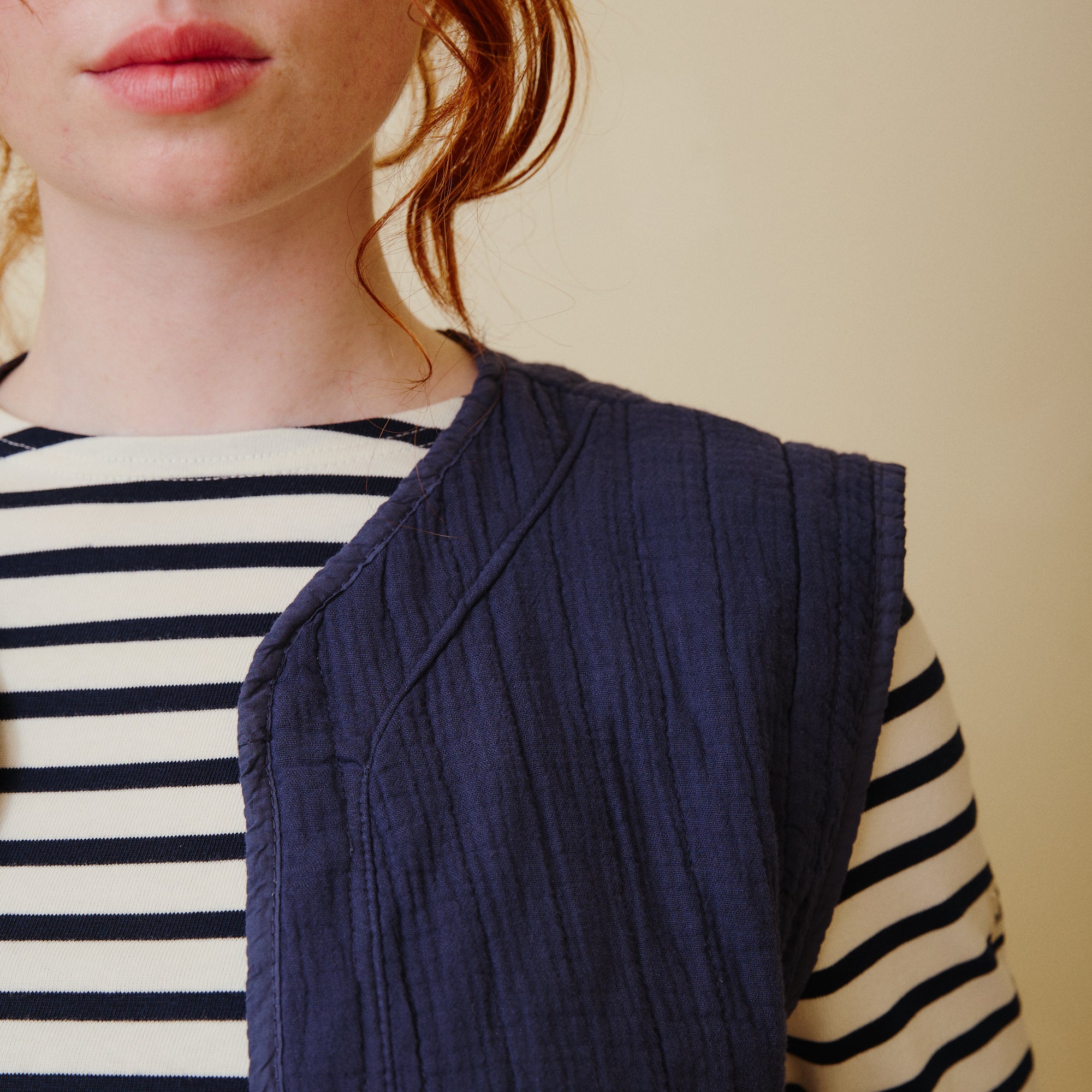 Quilted Cotton Waistcoat - Navy