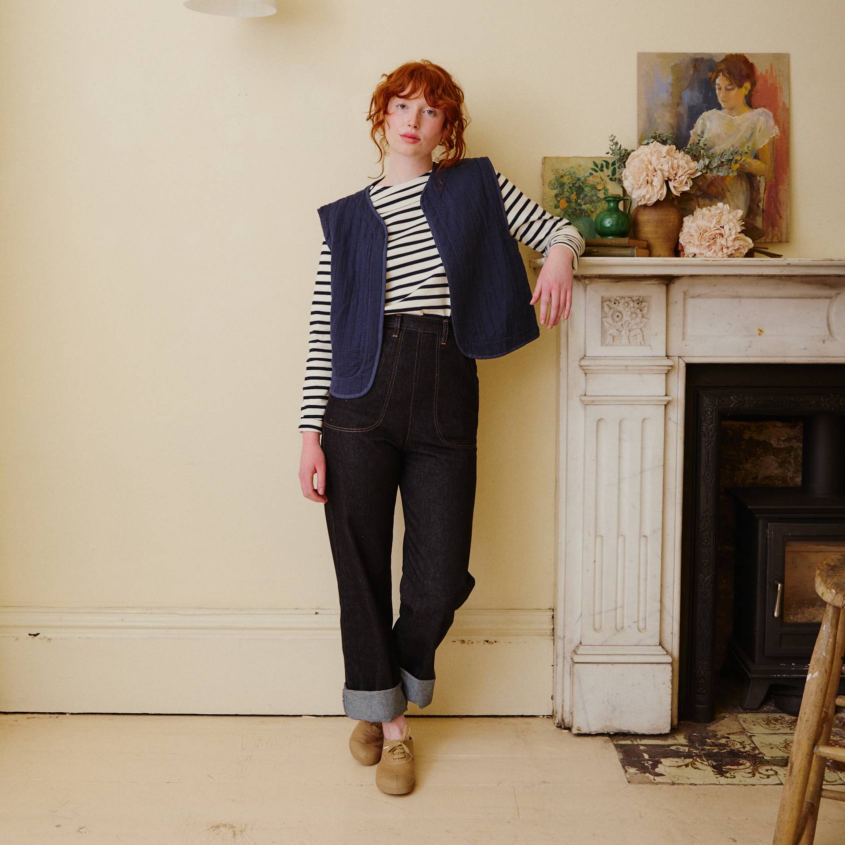 Quilted Cotton Waistcoat - Navy