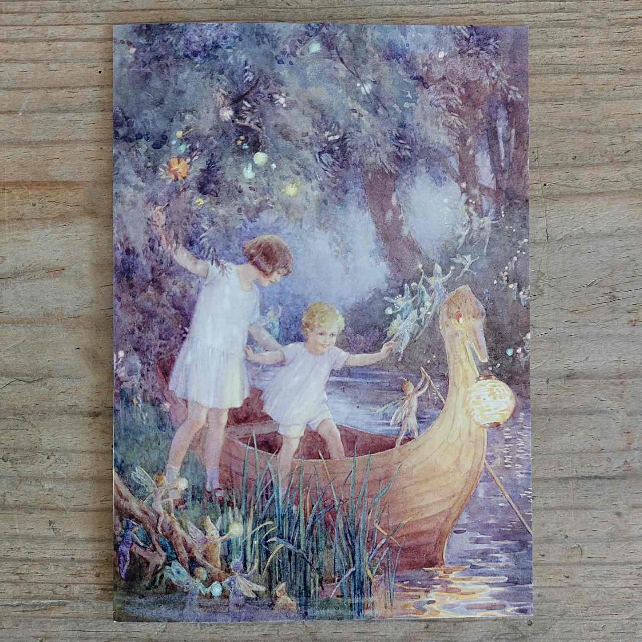 The Boat to Fairyland - Vintage Greeting Card