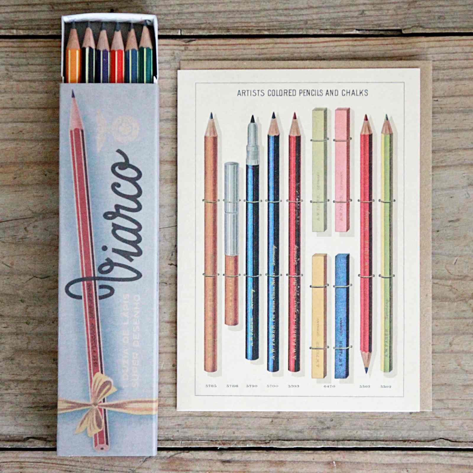 Vintage Box of Pencils with Pencil Greeting Card