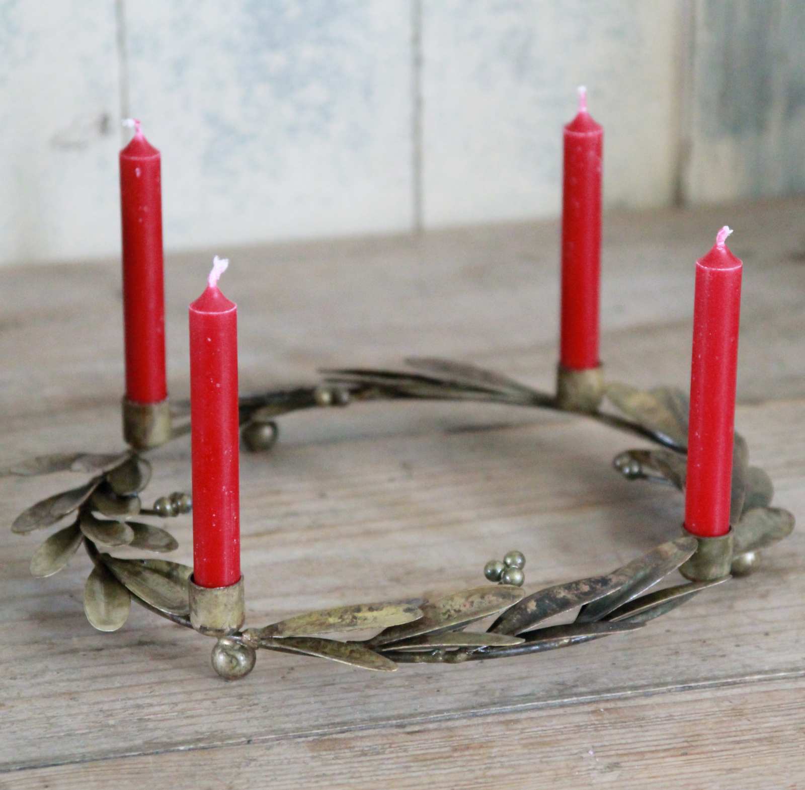 Olive Branch Candle Ring - Antique Gold