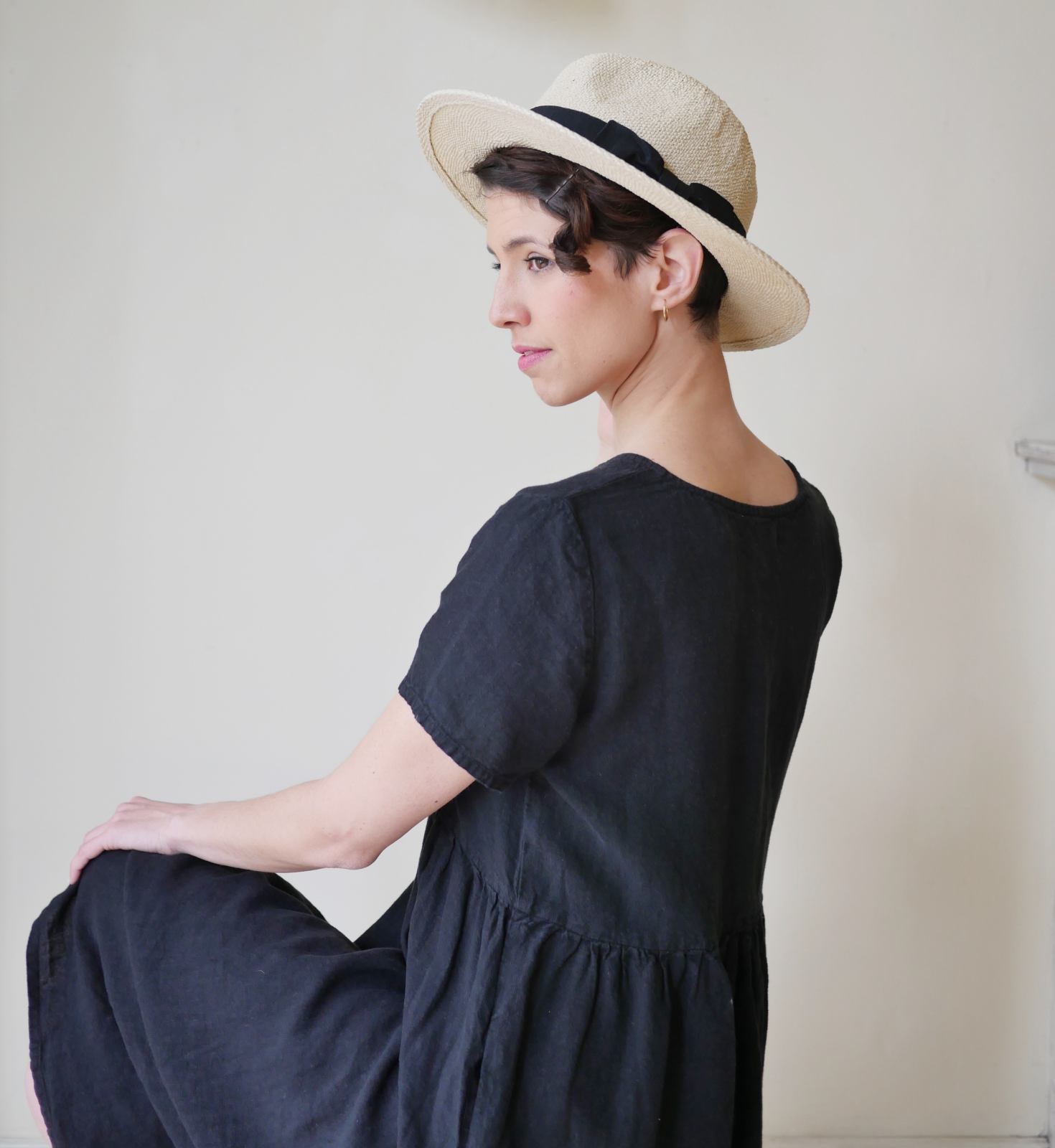 Button Down Linen Dress - Black