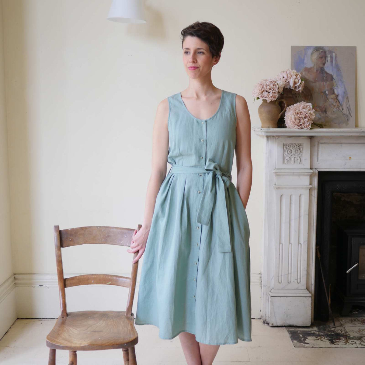 green mesh maxi dress Vintage 1950s Lilli Ann Designer Duck Egg Blue Dress