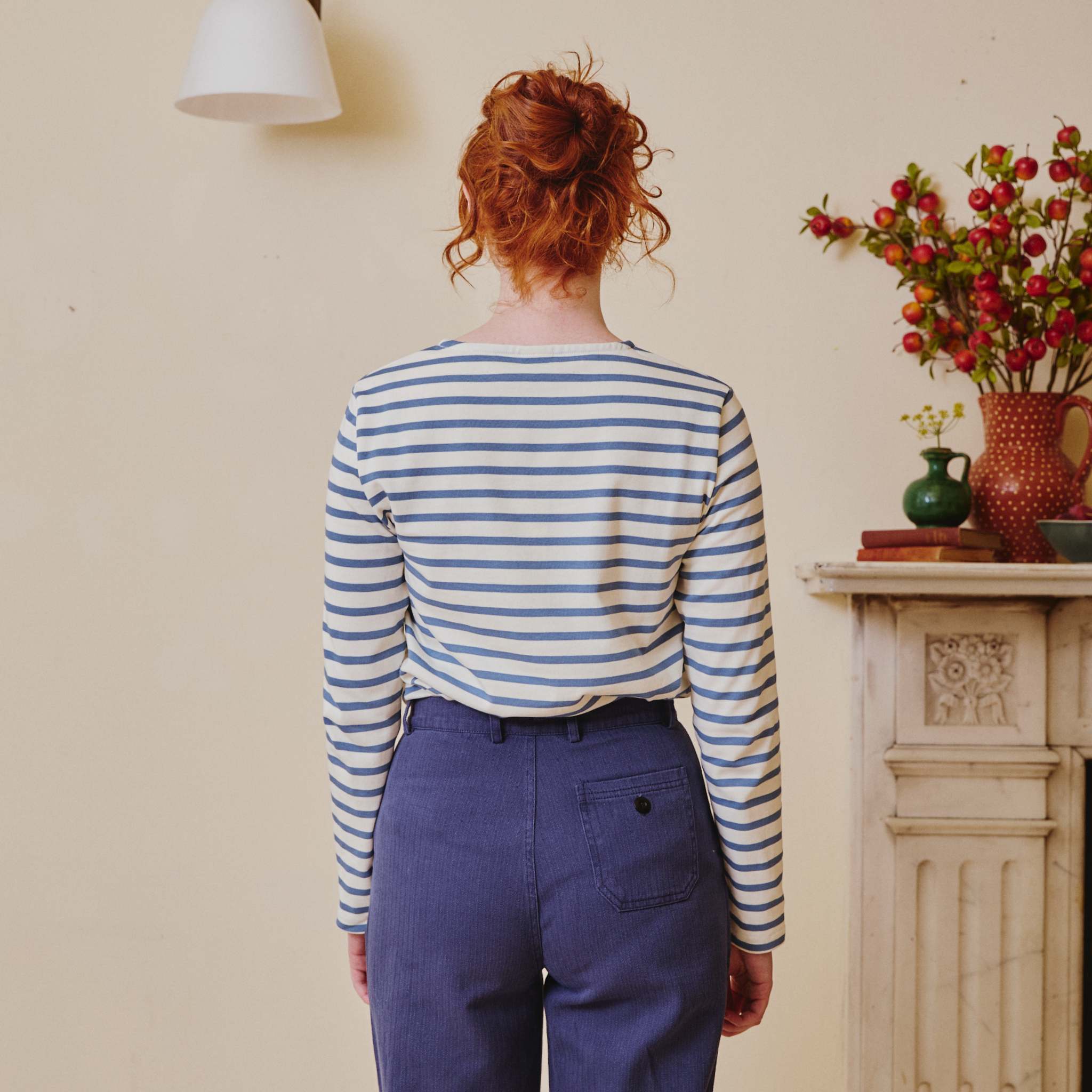 Unisex Herringbone Work Trousers - Old Blue