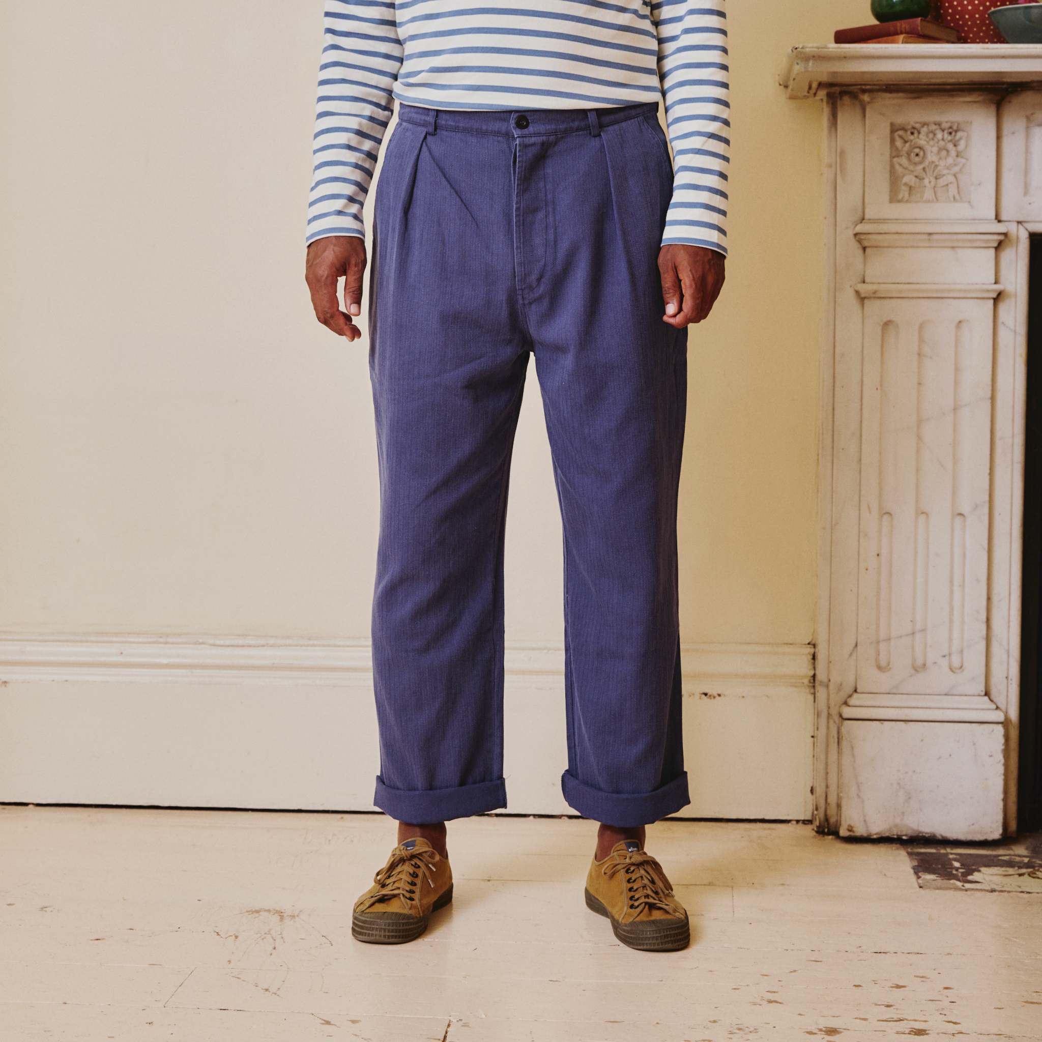 Herringbone Work Trousers - Old Blue