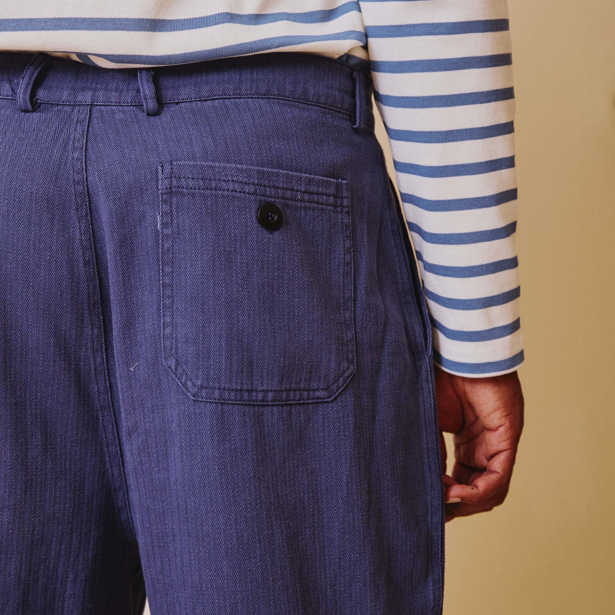 Unisex Herringbone Work Trousers - Old Blue