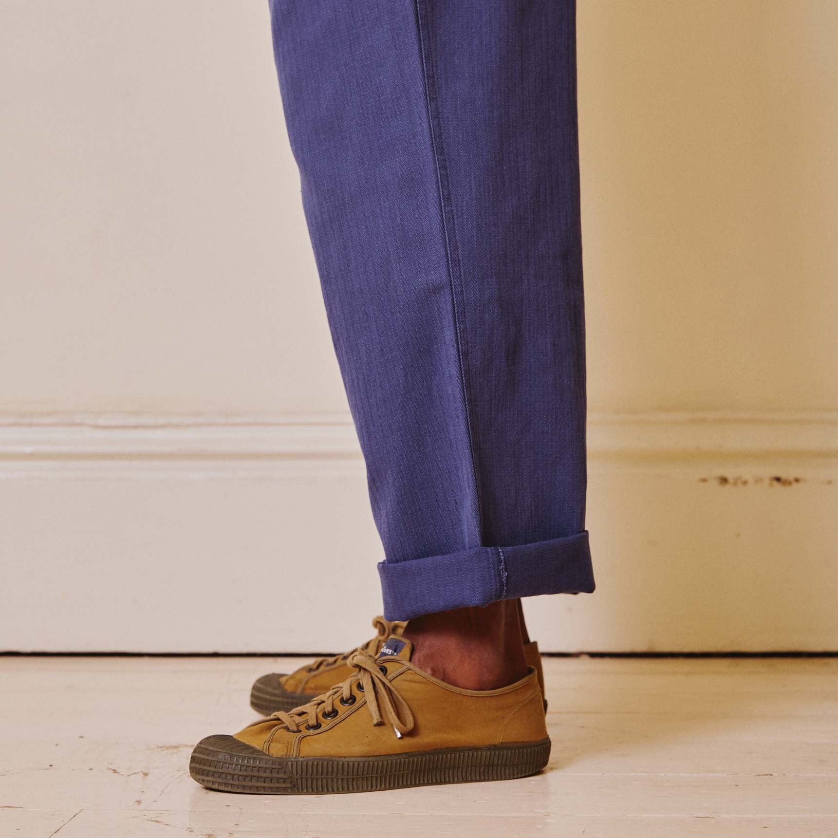 Unisex Herringbone Work Trousers - Old Blue