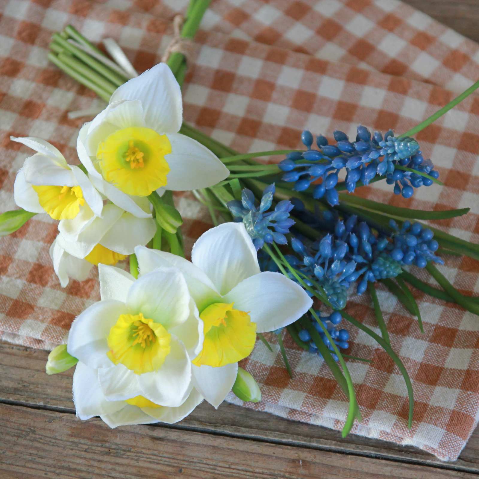 Bunch of Blue Muscari and Daffodils