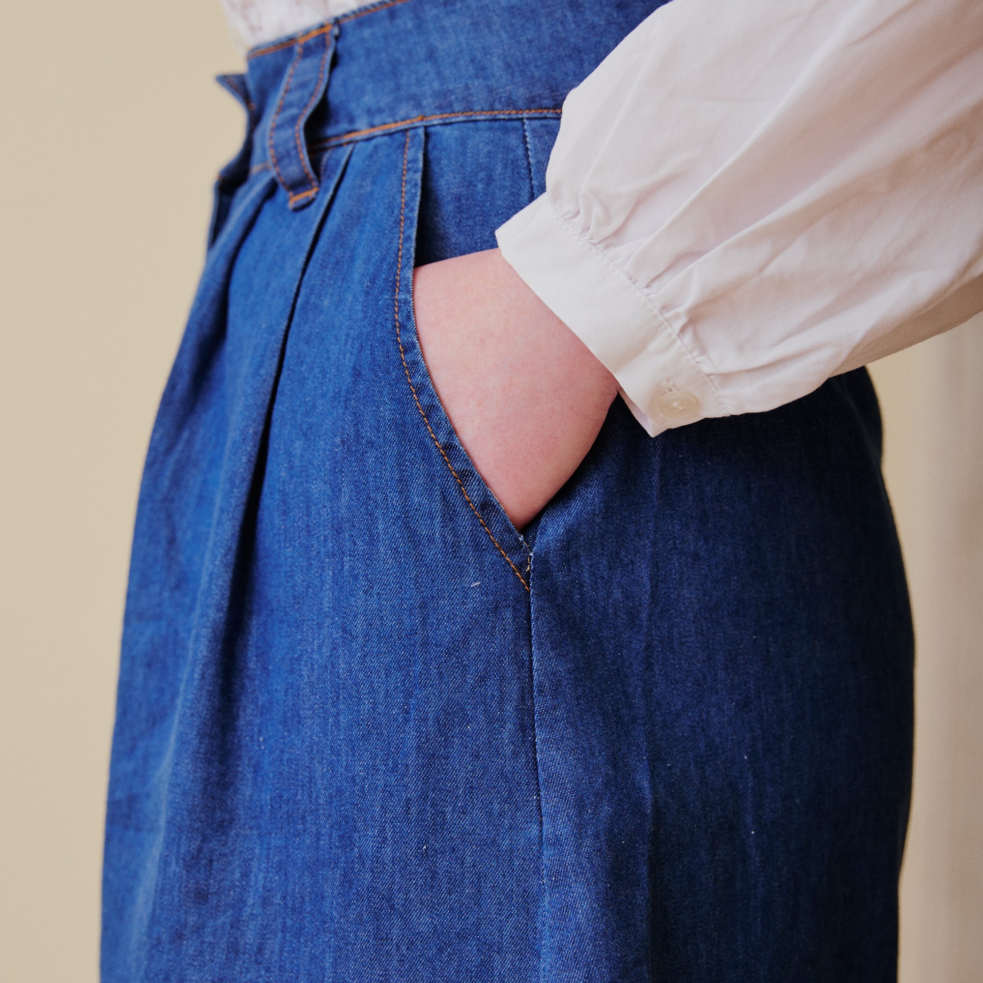 Side pocket Denim Button Front Skirt