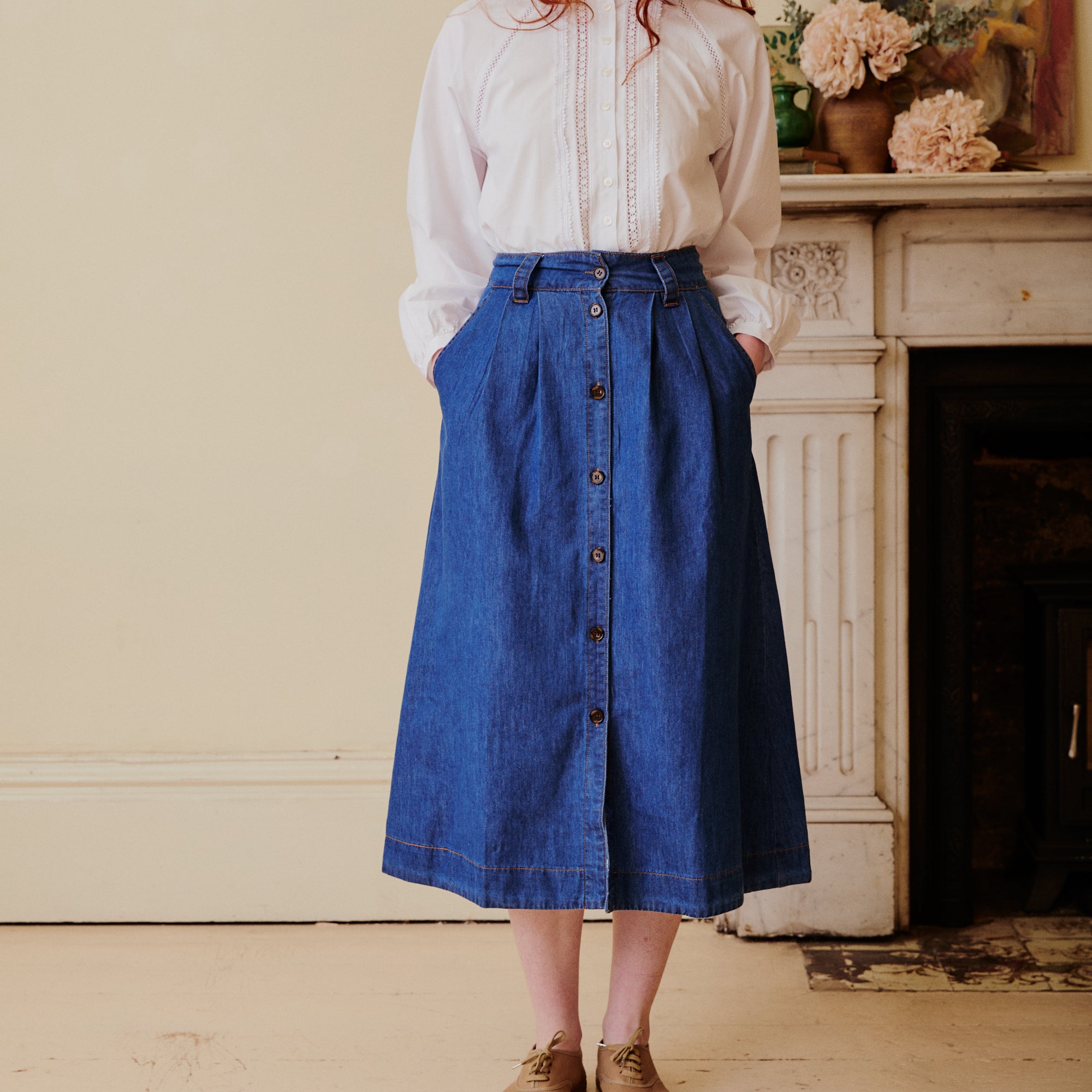 Denim Midi Skirt