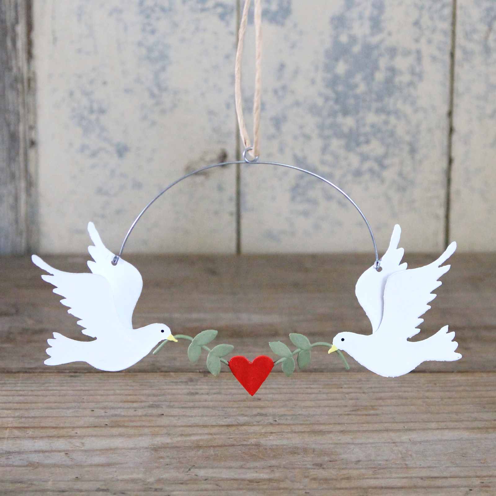 Two Doves with Olive Branch Decoration