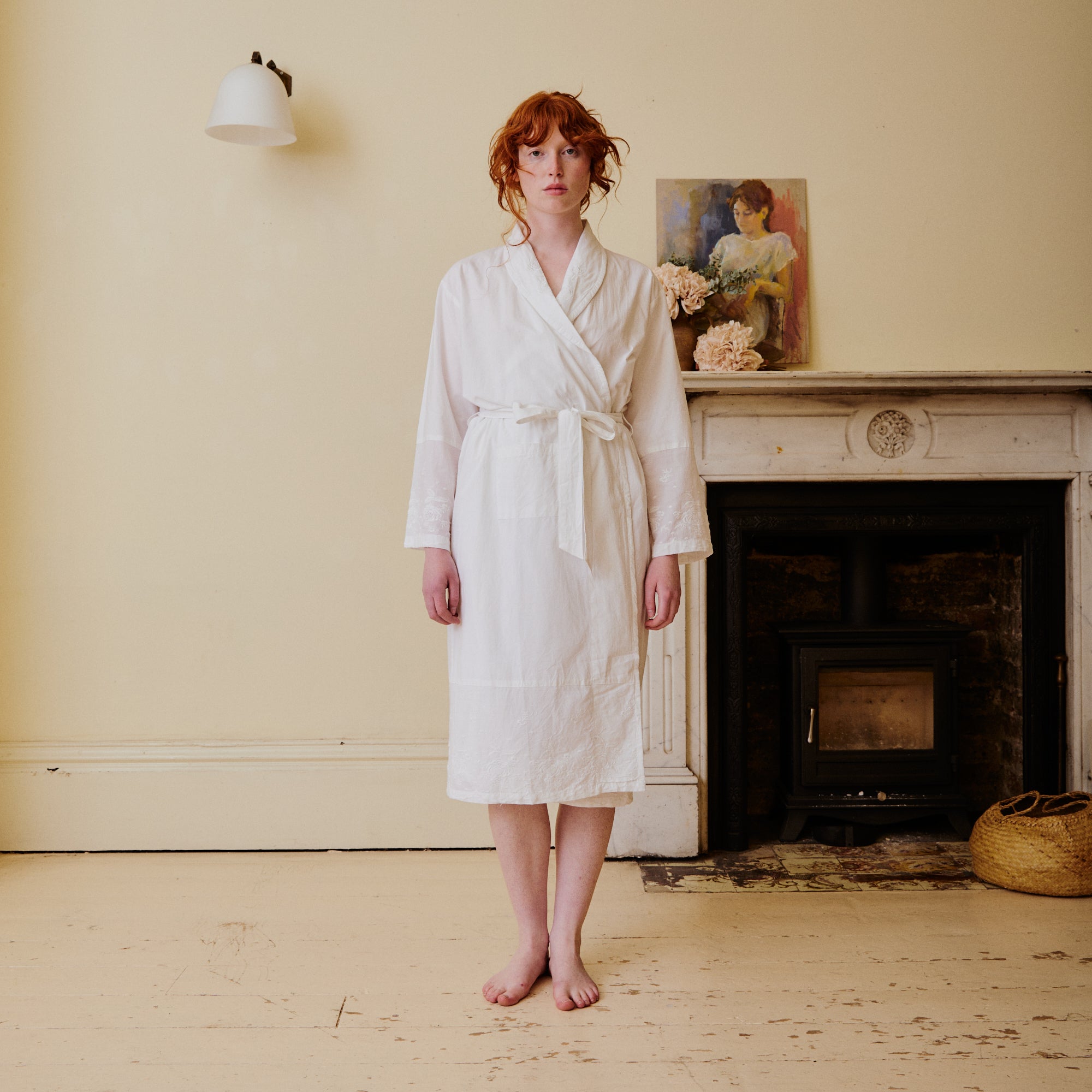 White cotton dressing gown