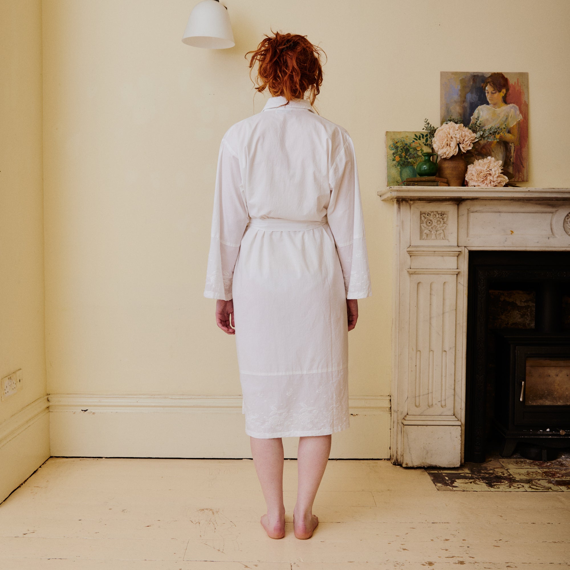 White cotton dressing gown