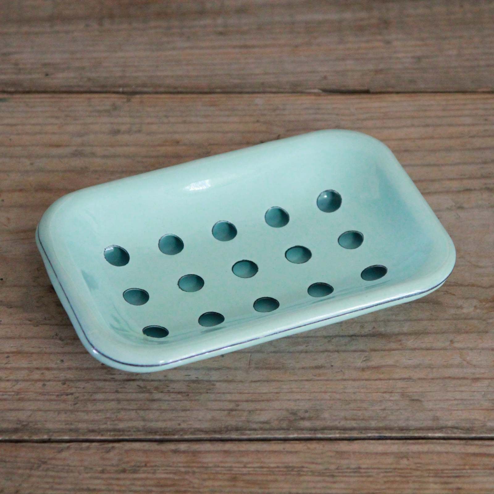 Two Part Enamel Soap Dish - Duck Egg