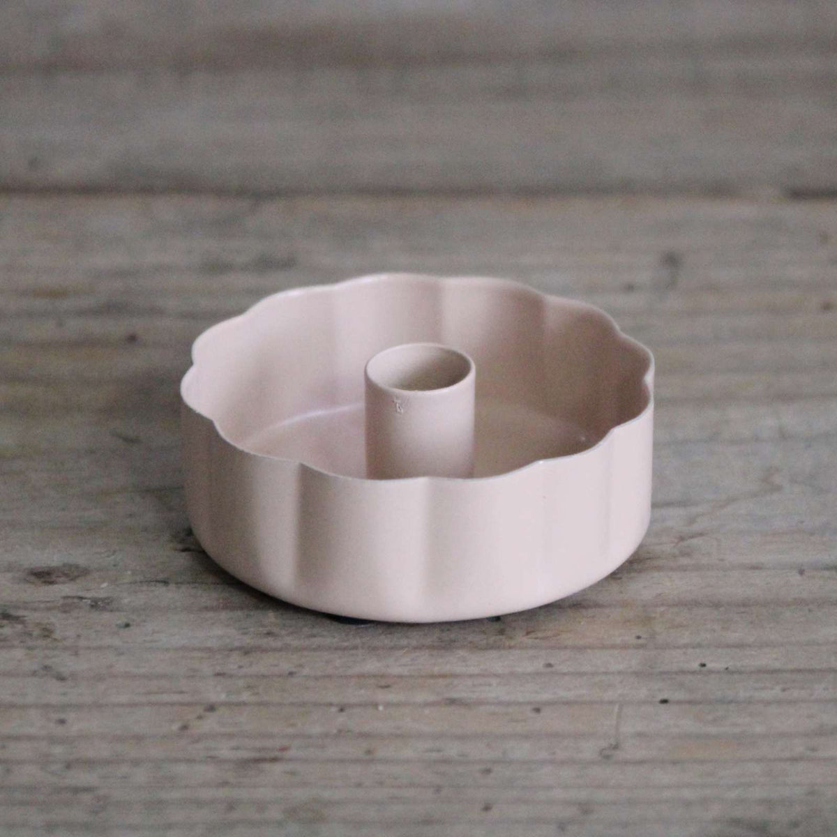 Wavy Enamel Taper Candle Holder Dusty Peach Closet & Botts