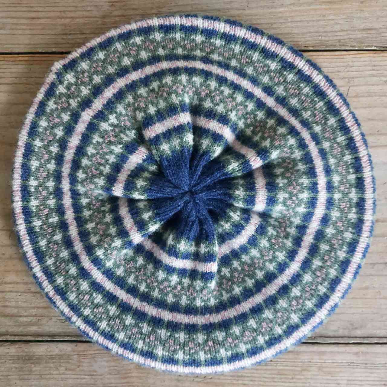 Fair Isle Beret - Navy & Green
