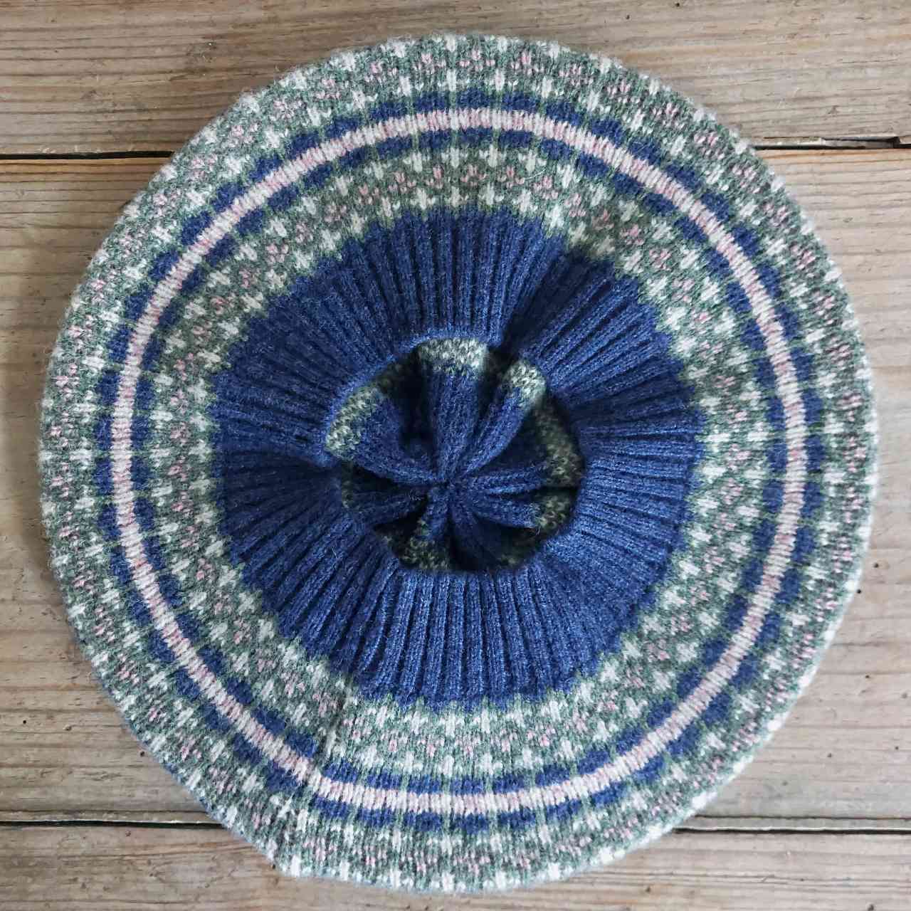 Fair Isle Beret - Navy & Green