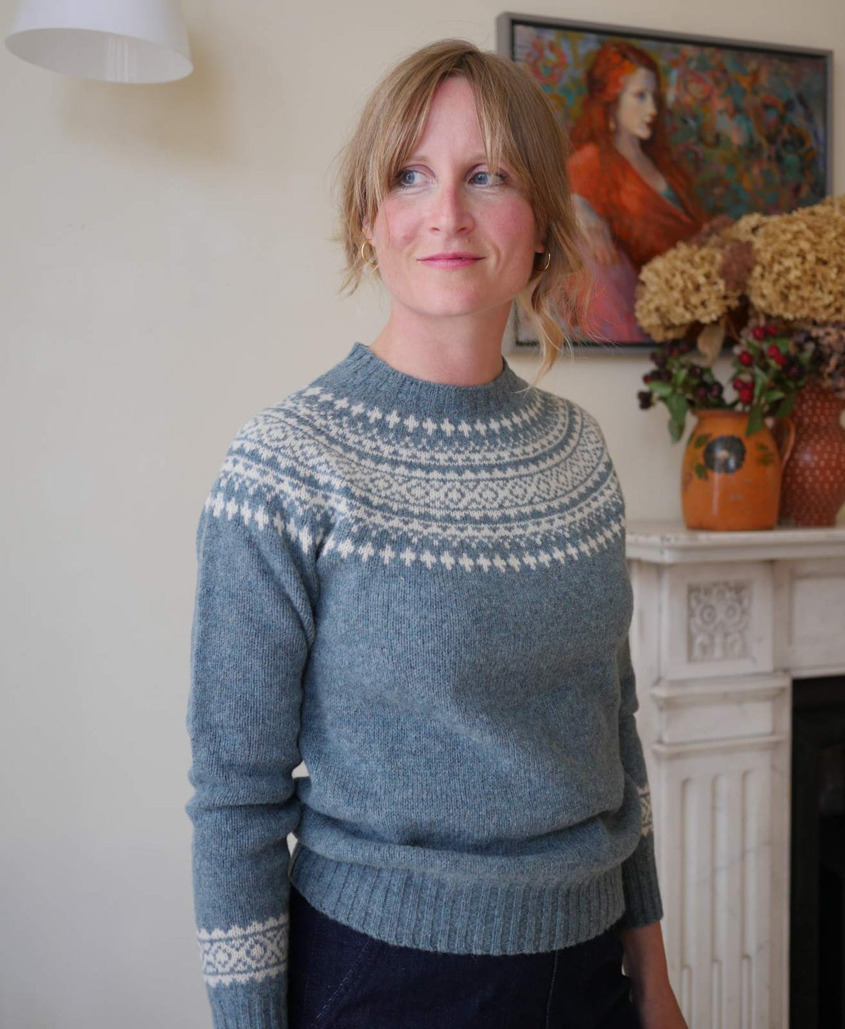 Classic Women's Fair Isle Jumper Dusty Teal Closet & Botts