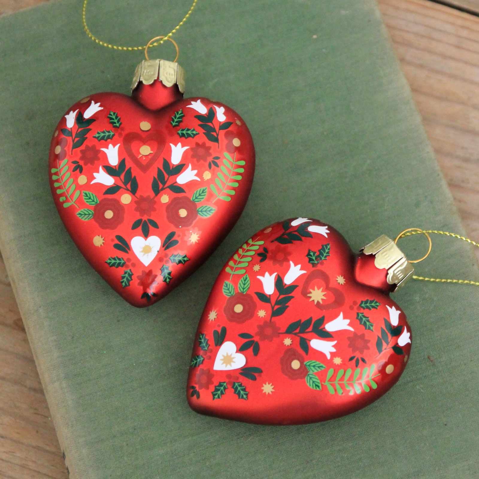 Floral Glass Heart Decoration
