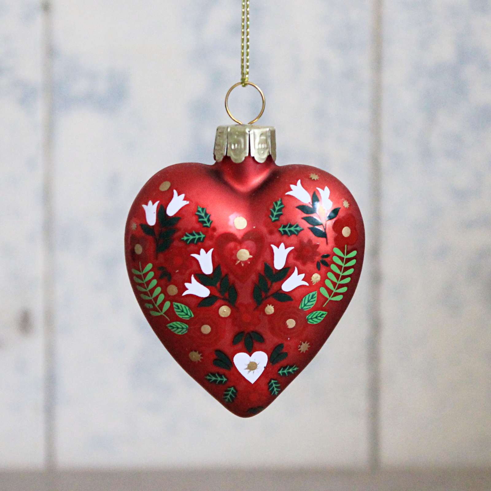 Floral Glass Heart Decoration