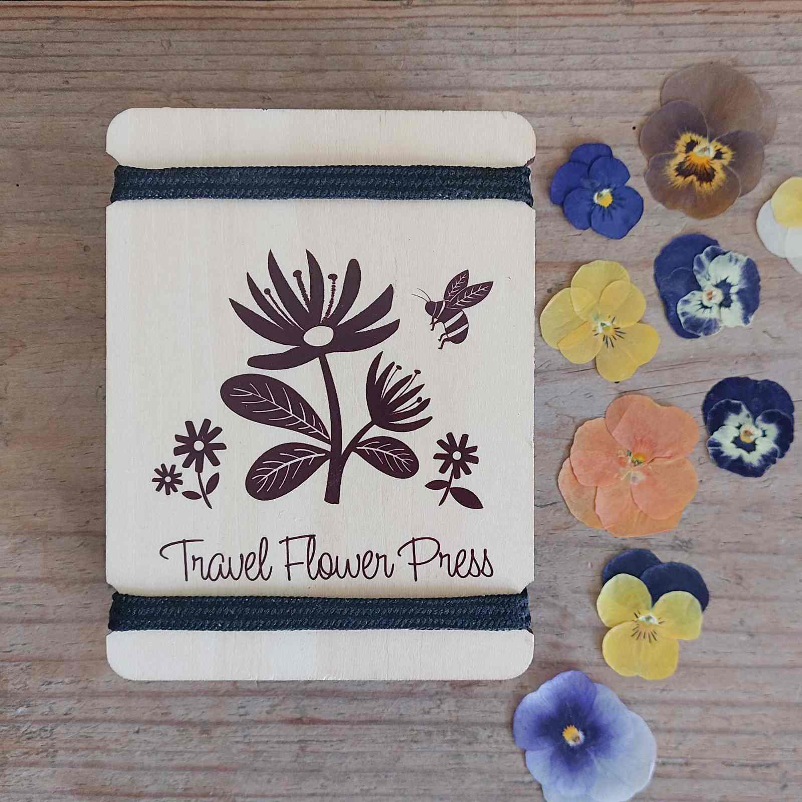 Wooden Flower Press in Cotton Bag
