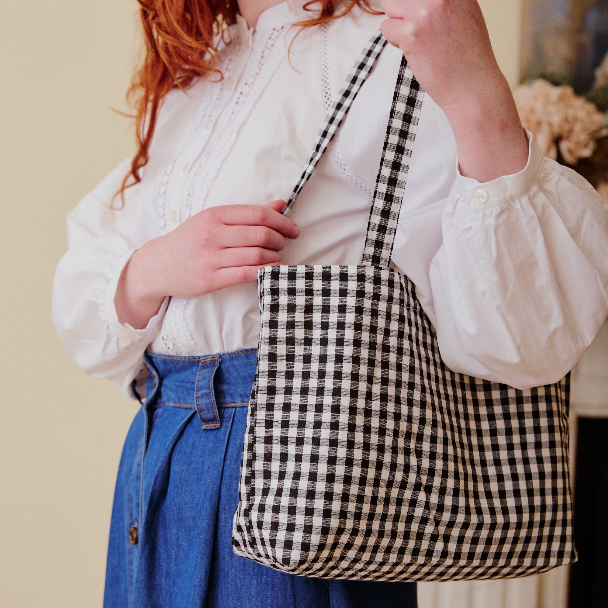 Black and white tote bag