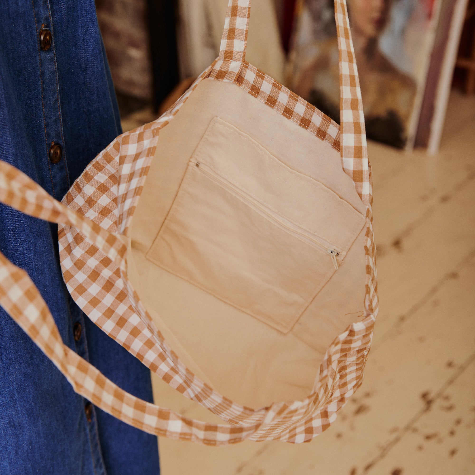 Cotton tote bag - gingham