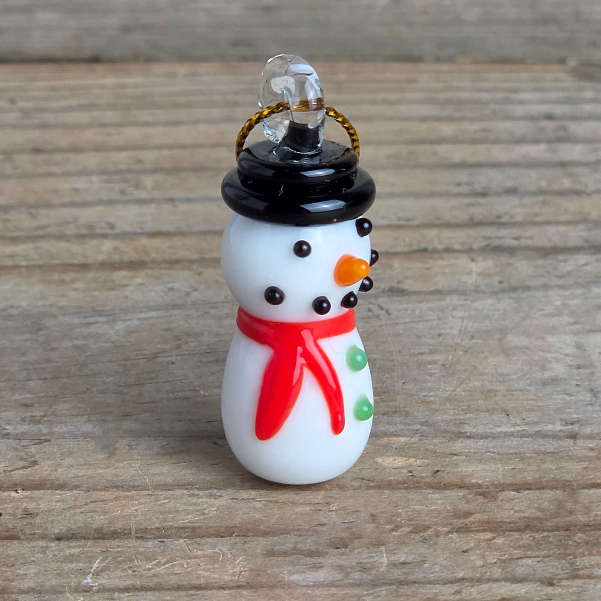 Mini Glass Snowman Decoration made from murano glass