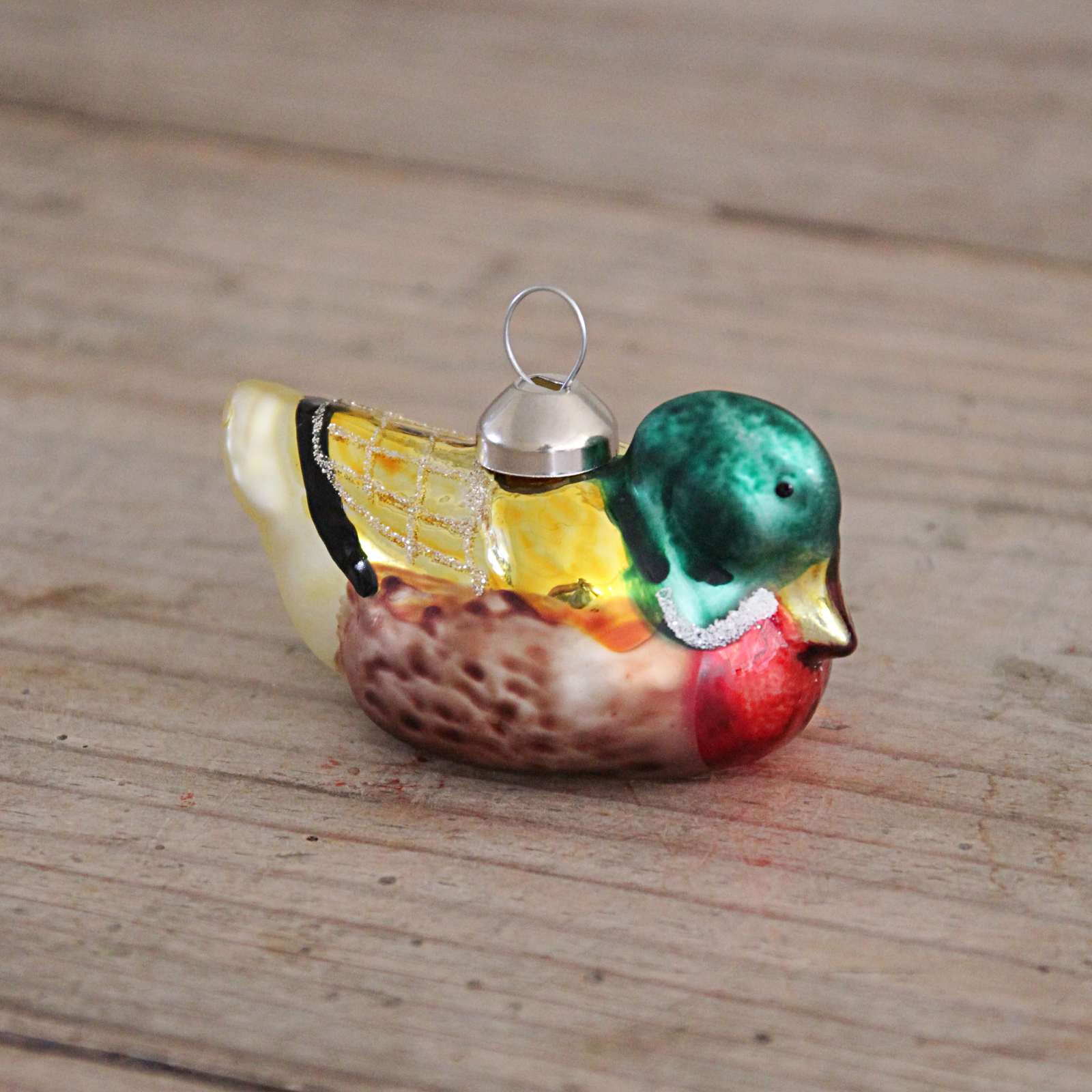 Glass Duck Vintage Christmas Decoration