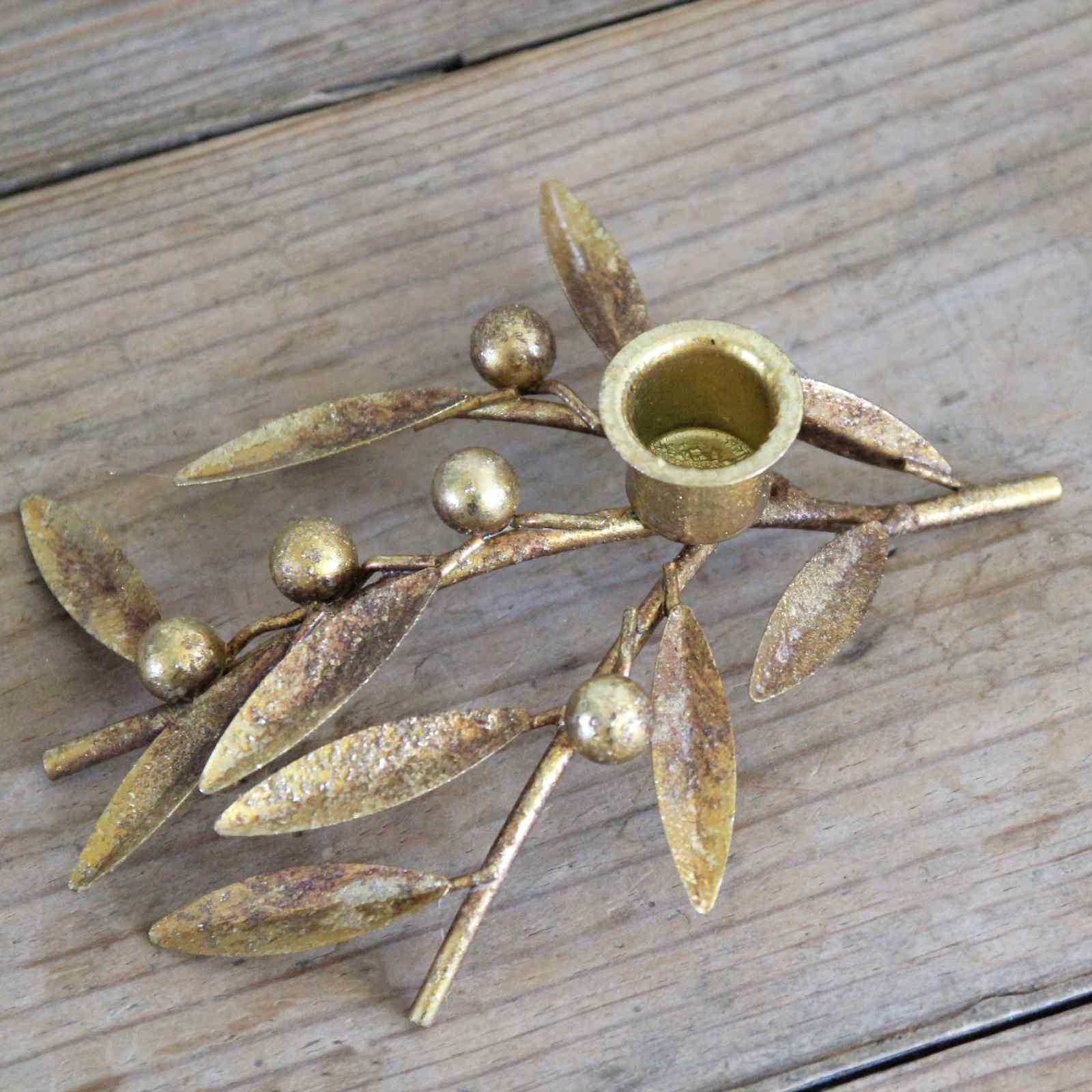 Antique Gold Berry Candle Holder