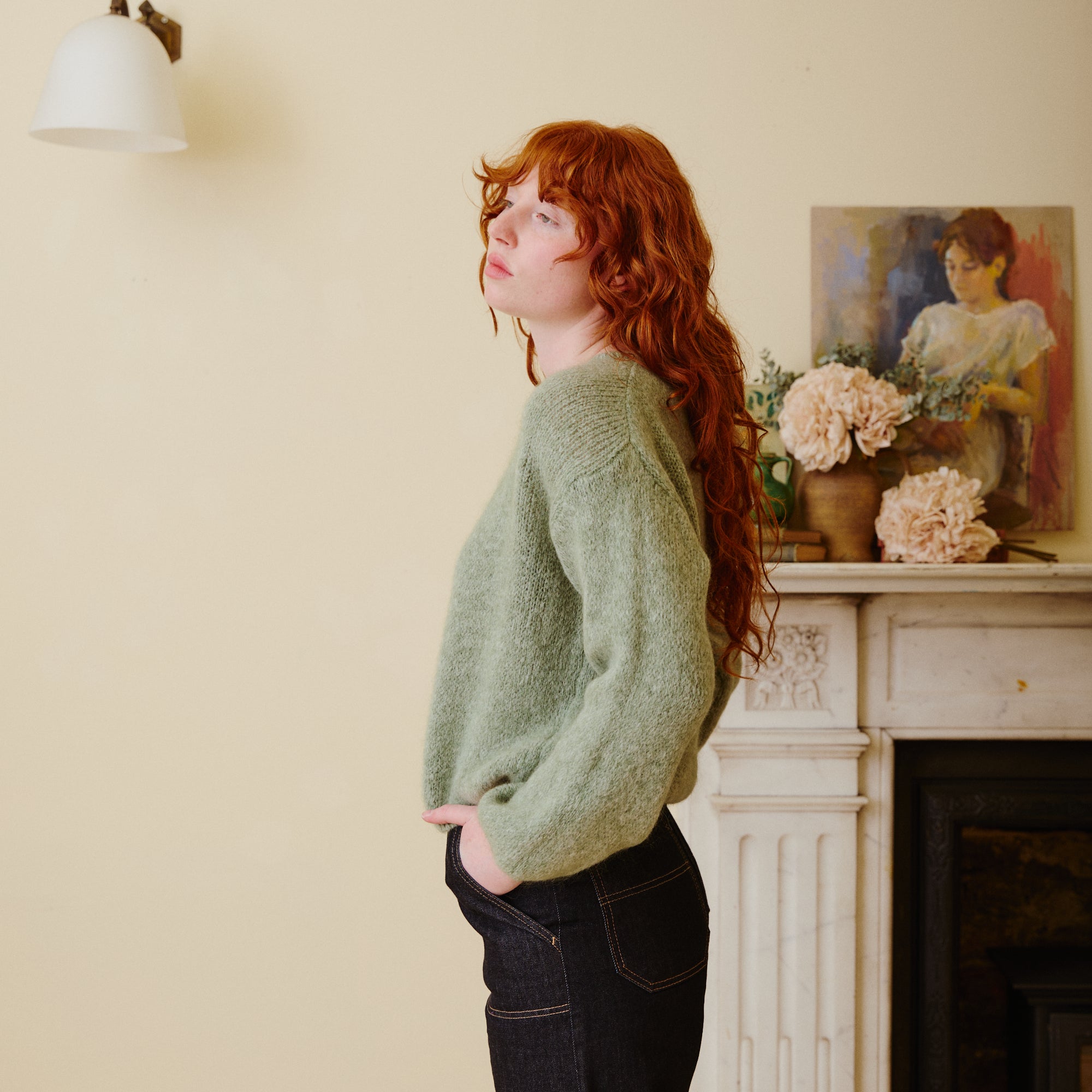 Mohair Cardigan - Sage