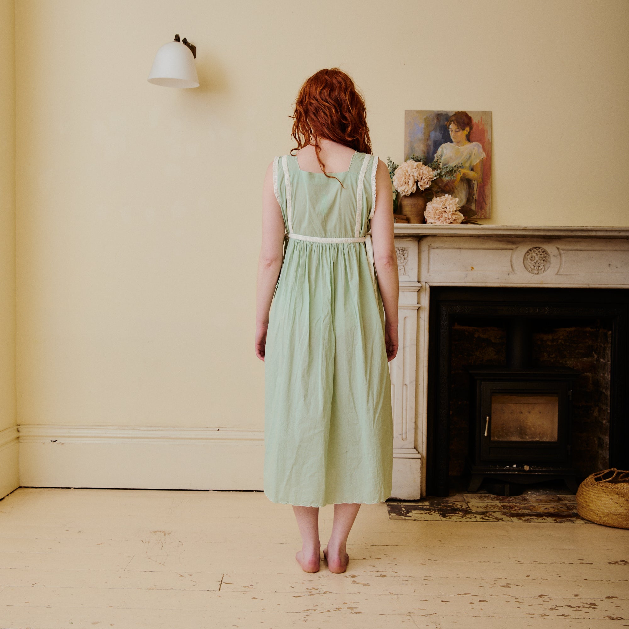 Sleeveless Cotton Nightdress - Pale Green