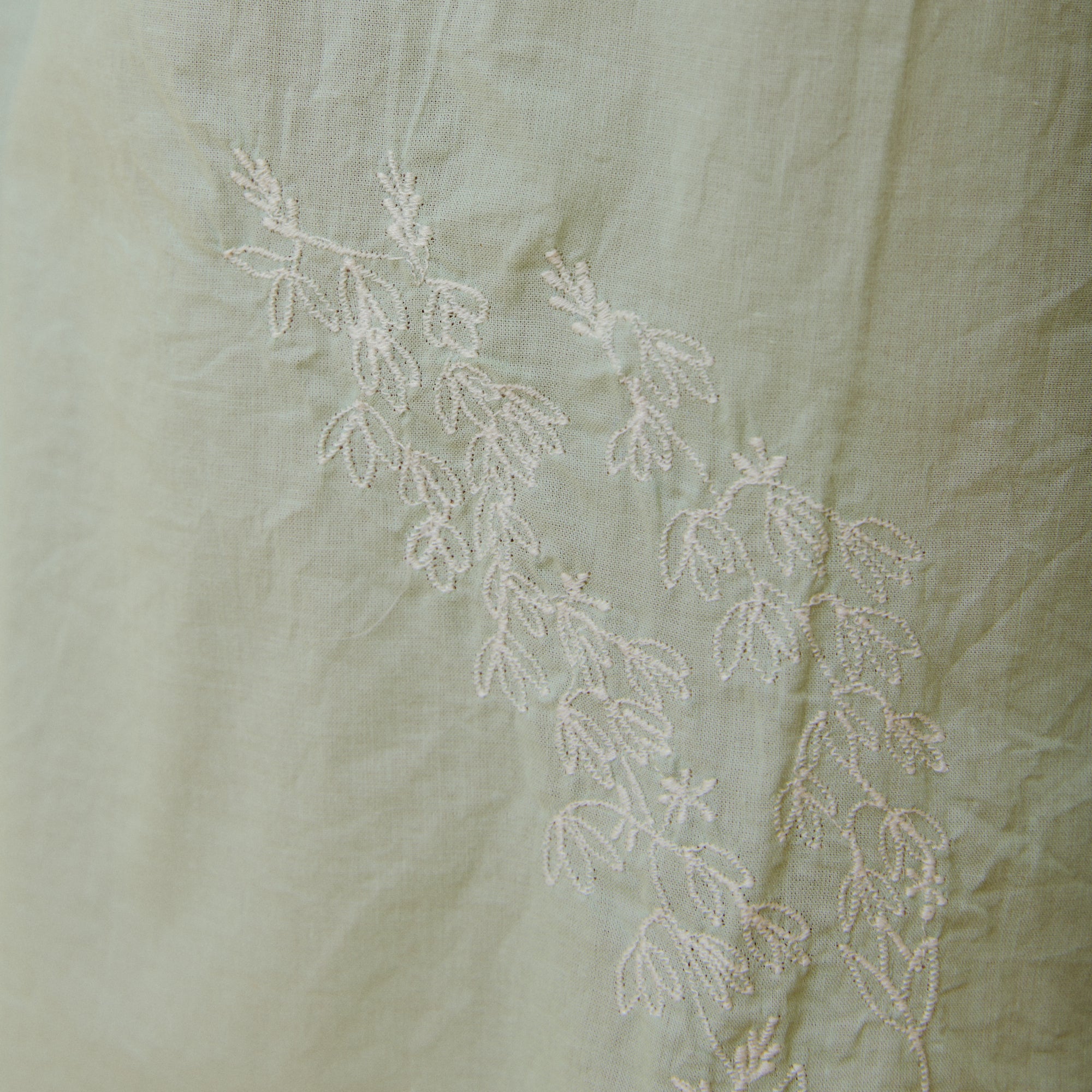 embroidery Sleeveless Cotton Nightdress - Pale Green