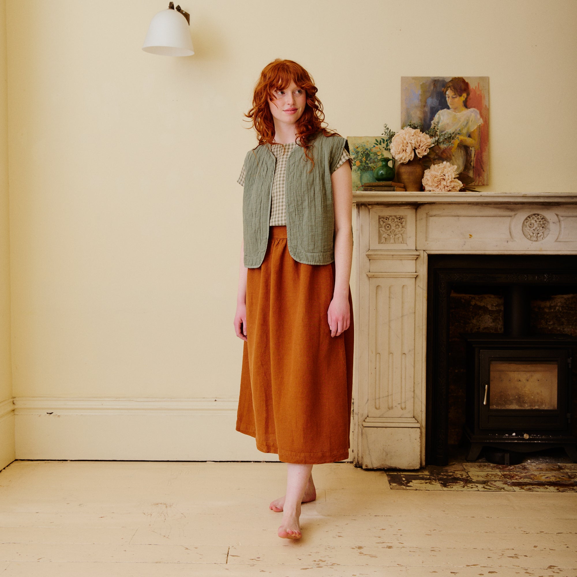 Quilted Cotton Waistcoat - Olive