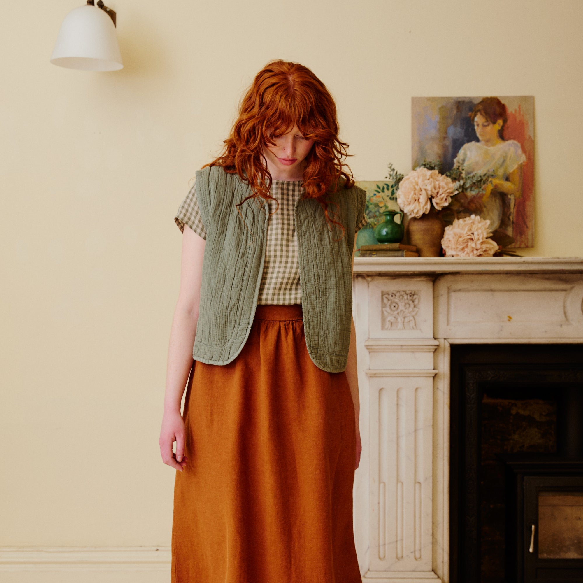 Quilted Cotton Waistcoat - Olive