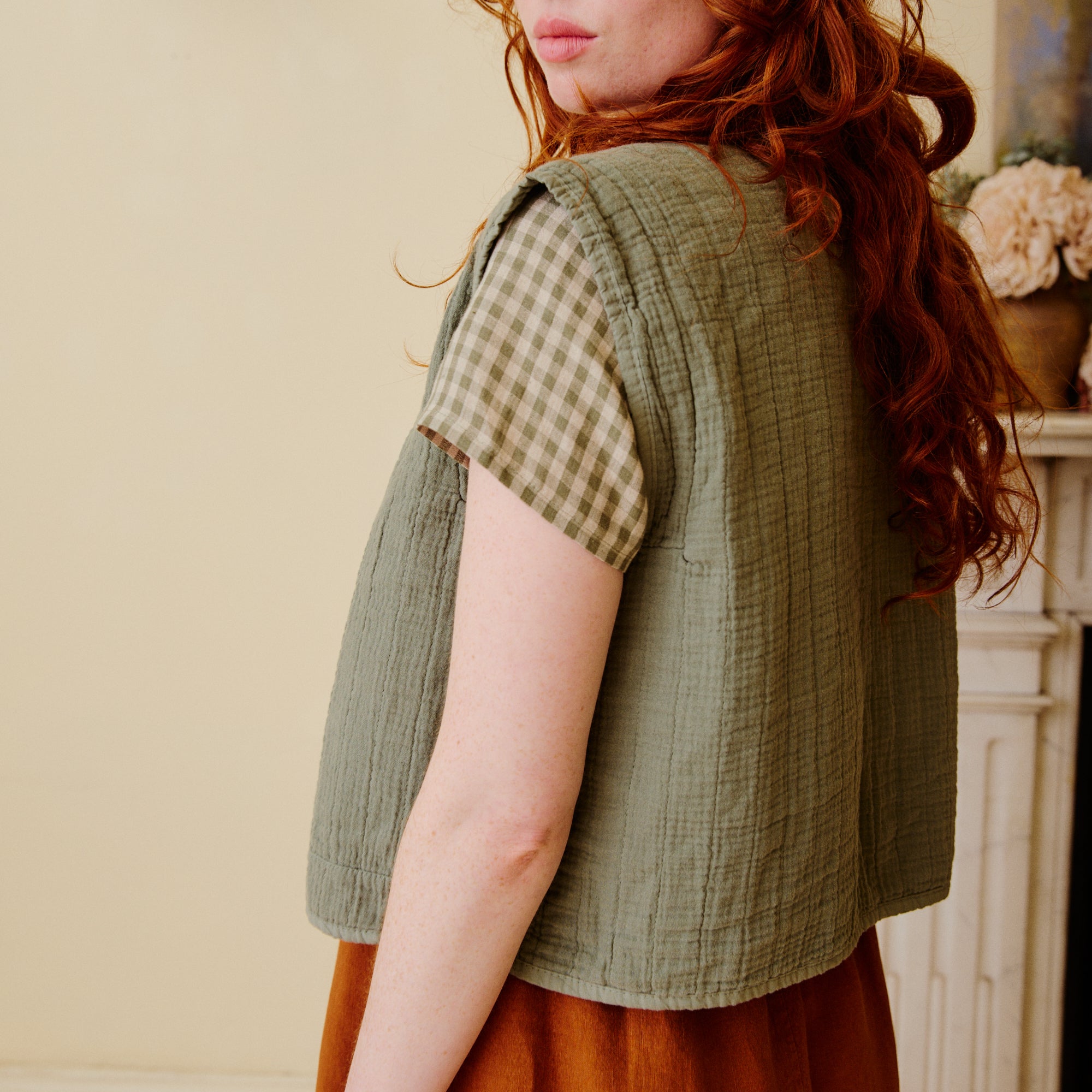 Green quilted vest
