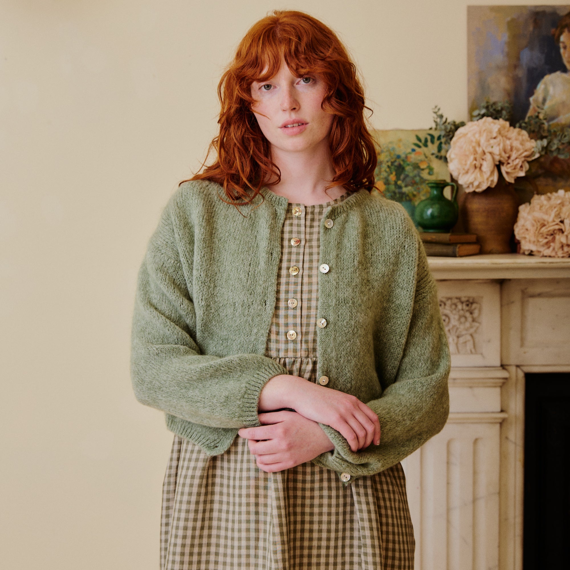 Mohair Cardigan - Sage