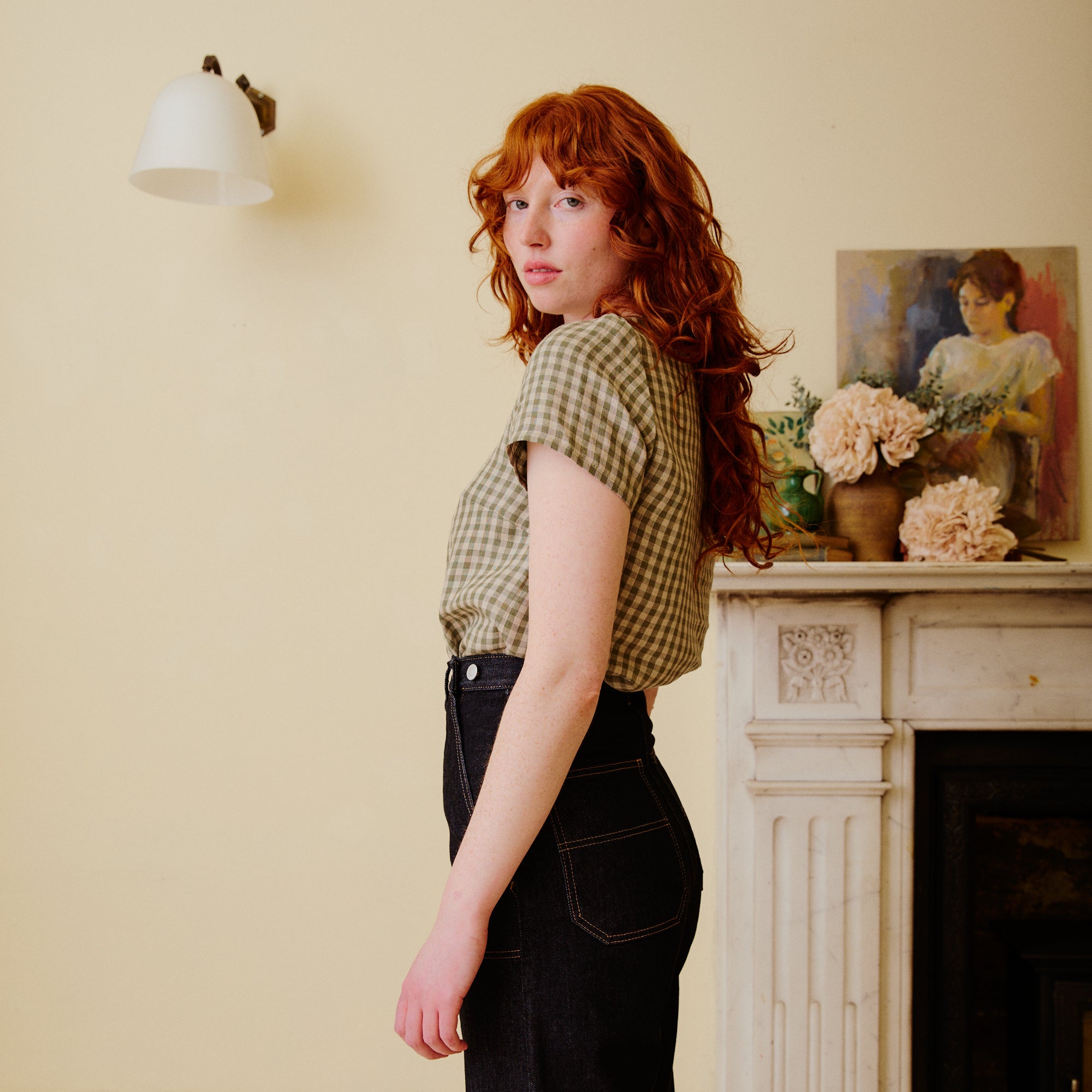 Summer linen top with short sleeves