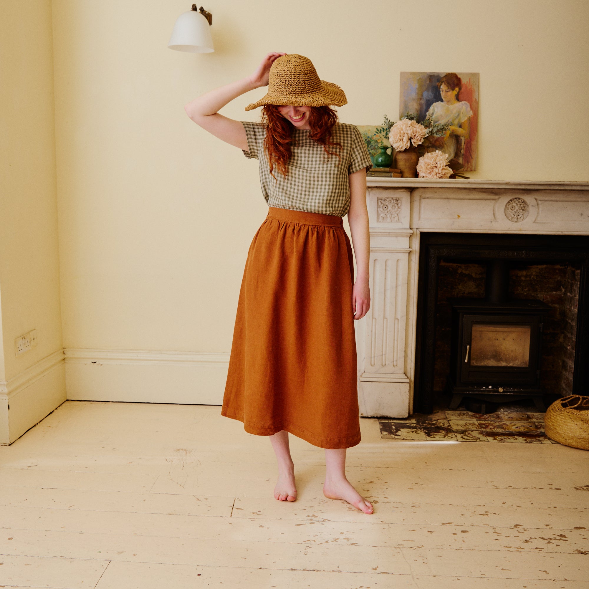 Summer outfit linen top and skirt