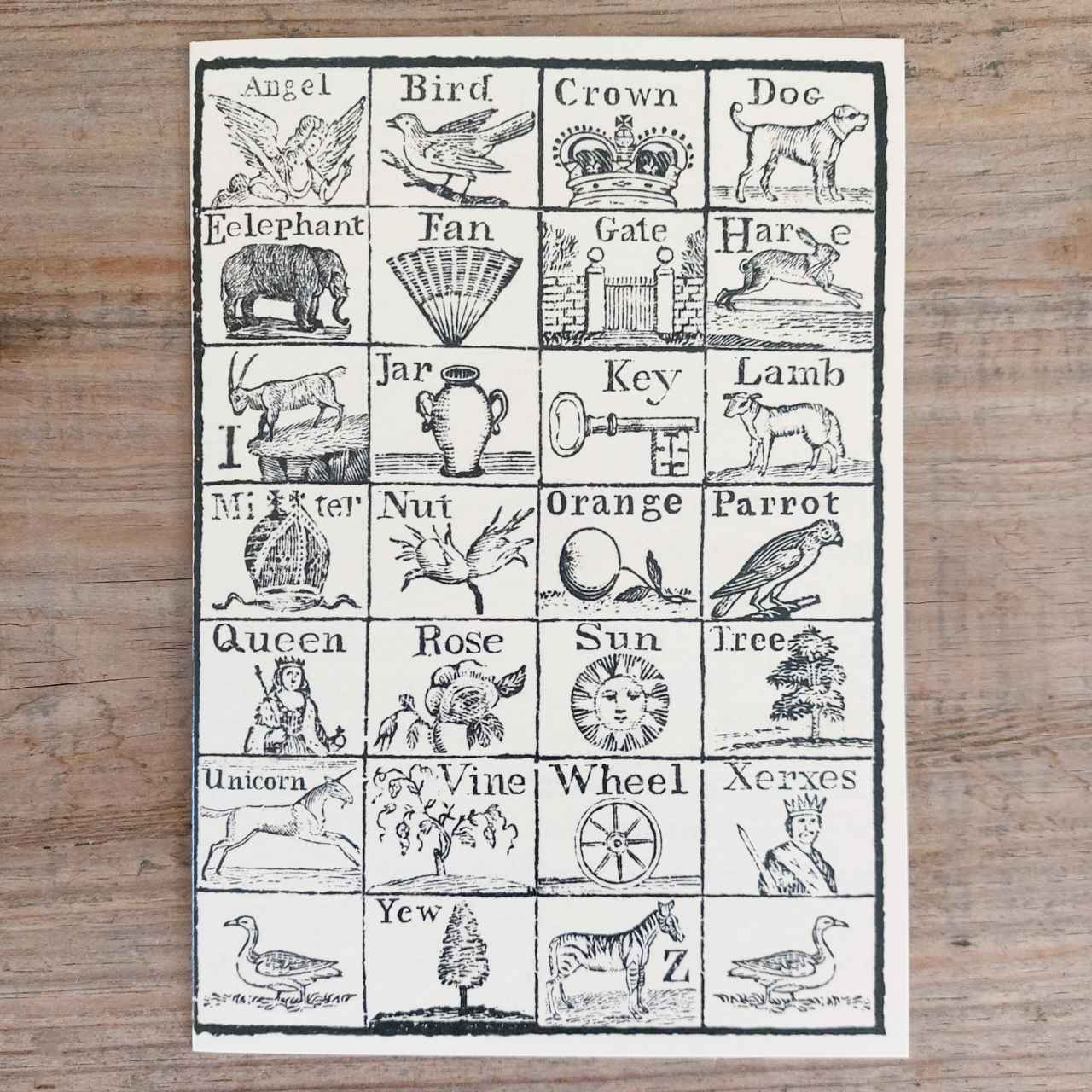 Illustrated Alphabet - Vintage Greeting Card