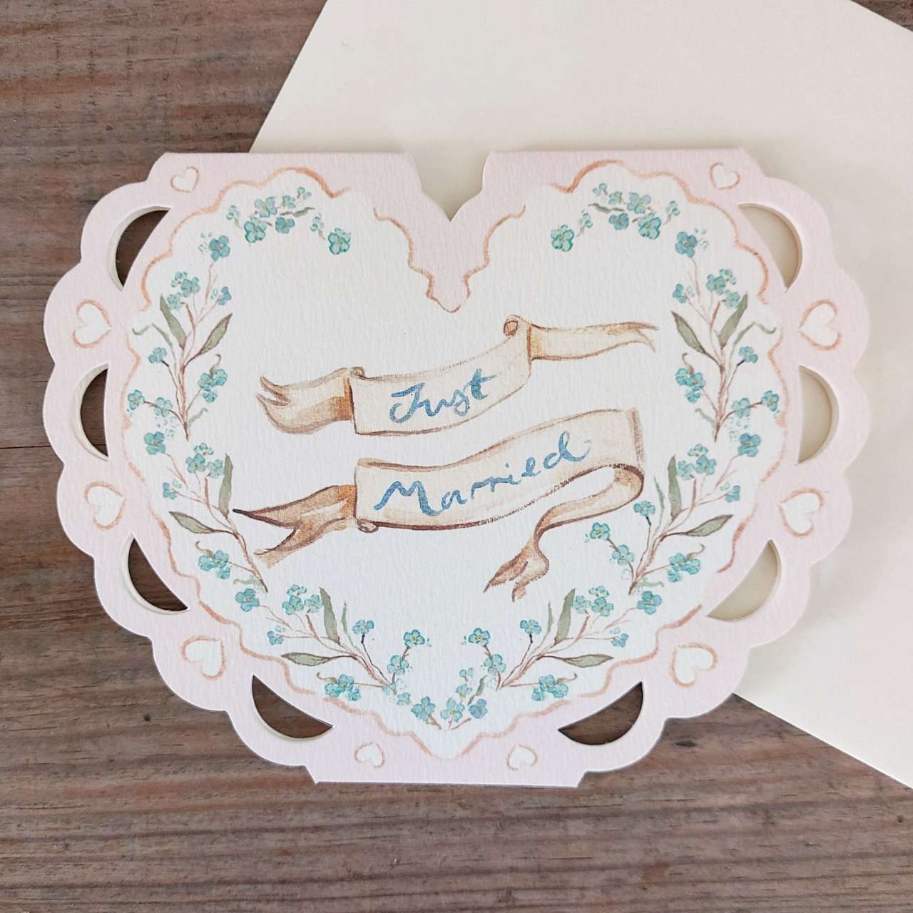 Just Married - Heart Greeting Card